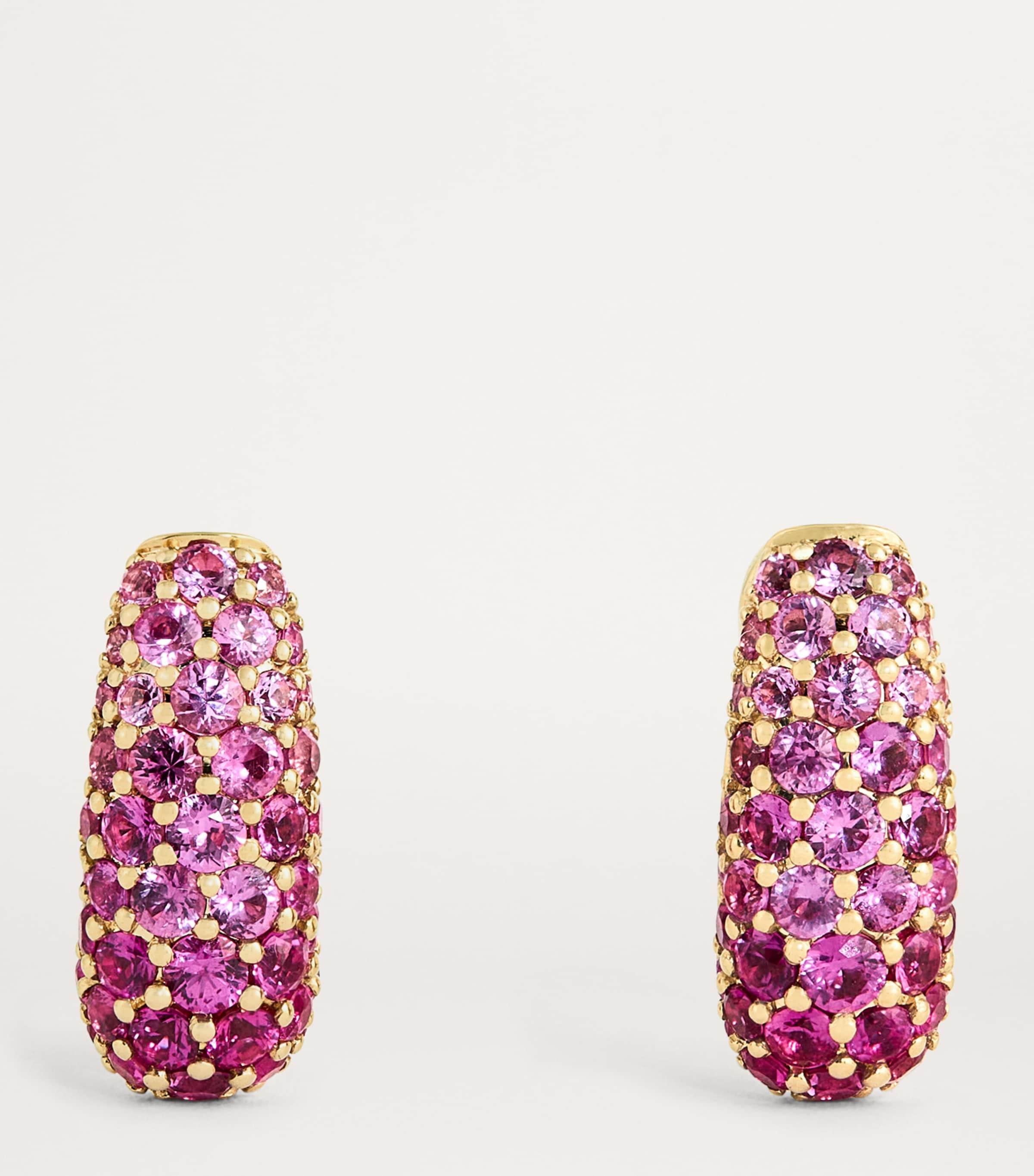 Yellow Gold and Pink Sapphire Holly Huggie Earrings YELLOW GOLD Image 3