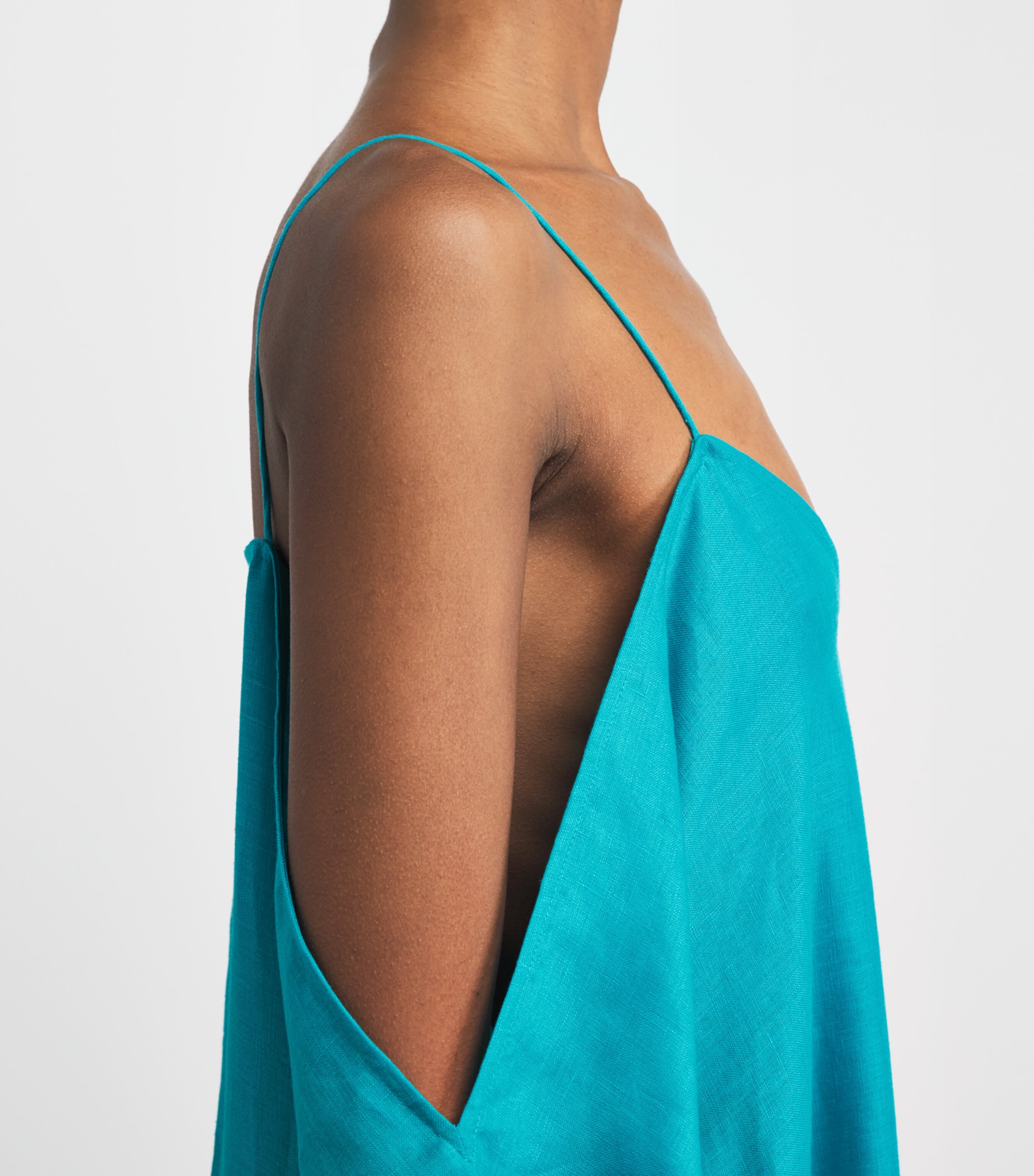 Taller Marmo Womens Linen Farrow Maxi Kaftan Dress Turquoise Image 3