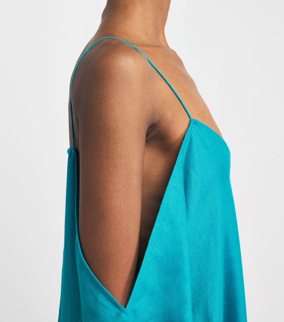 Taller Marmo Womens Linen Farrow Maxi Kaftan Dress Turquoise Image 3