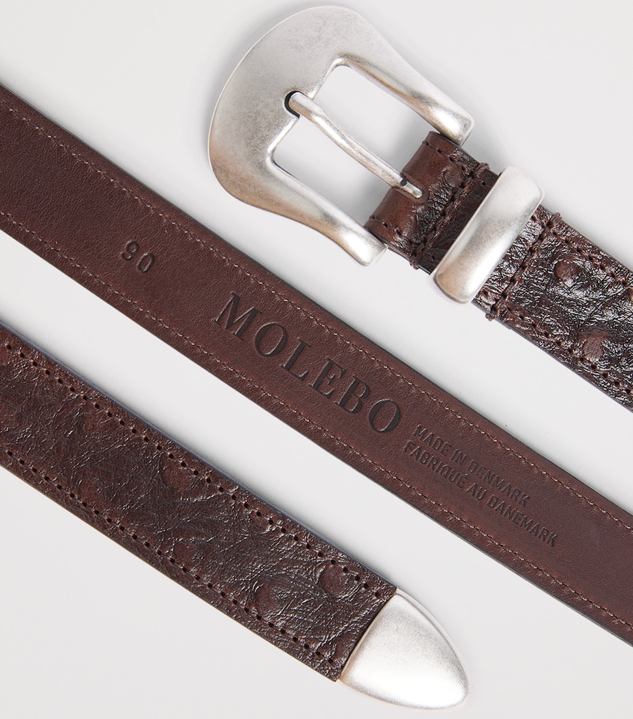 Molebo Leather Embossed Western Belt Brown Leather Image 3