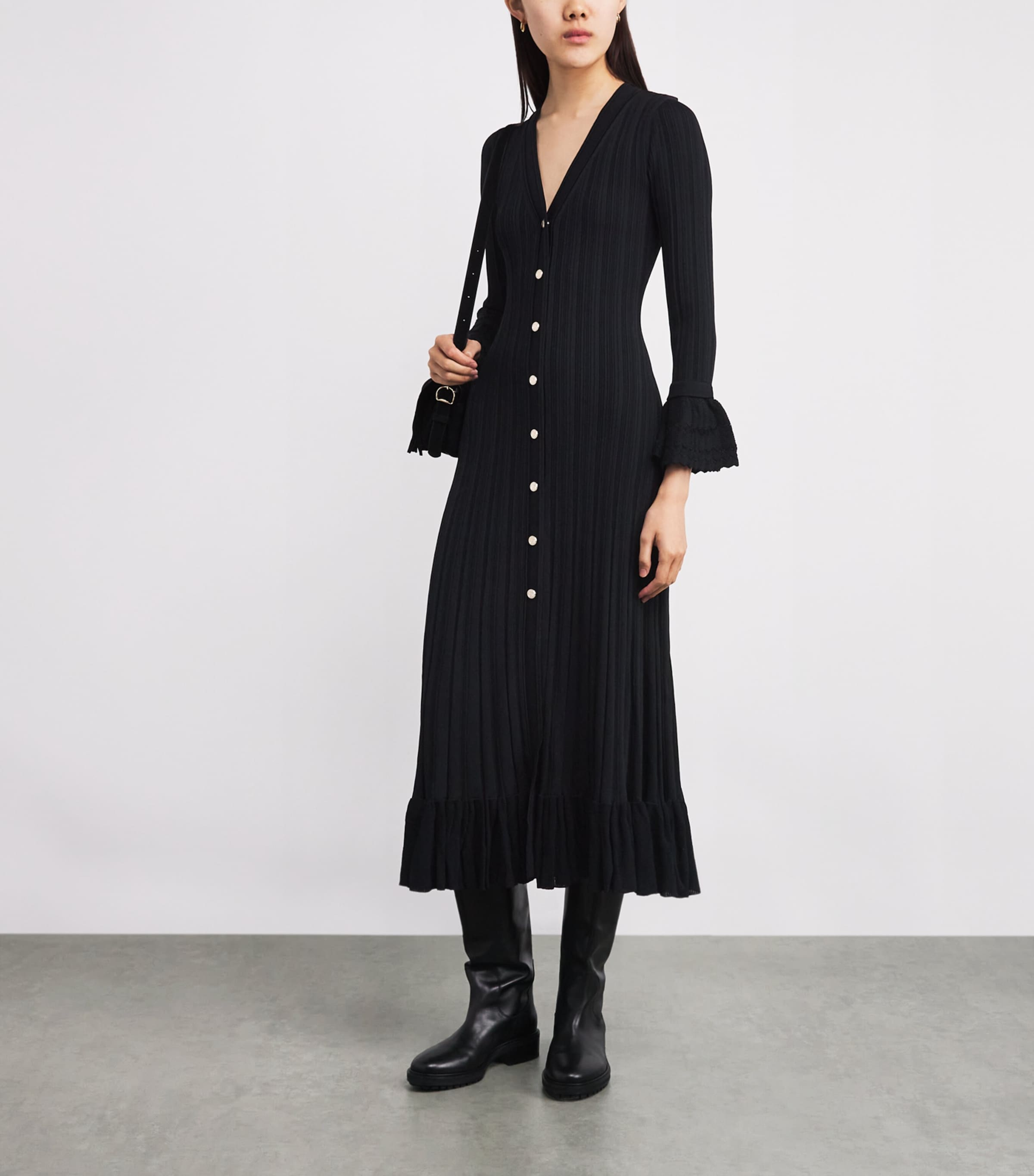 Knitted Midi Dress BLACK Image 2