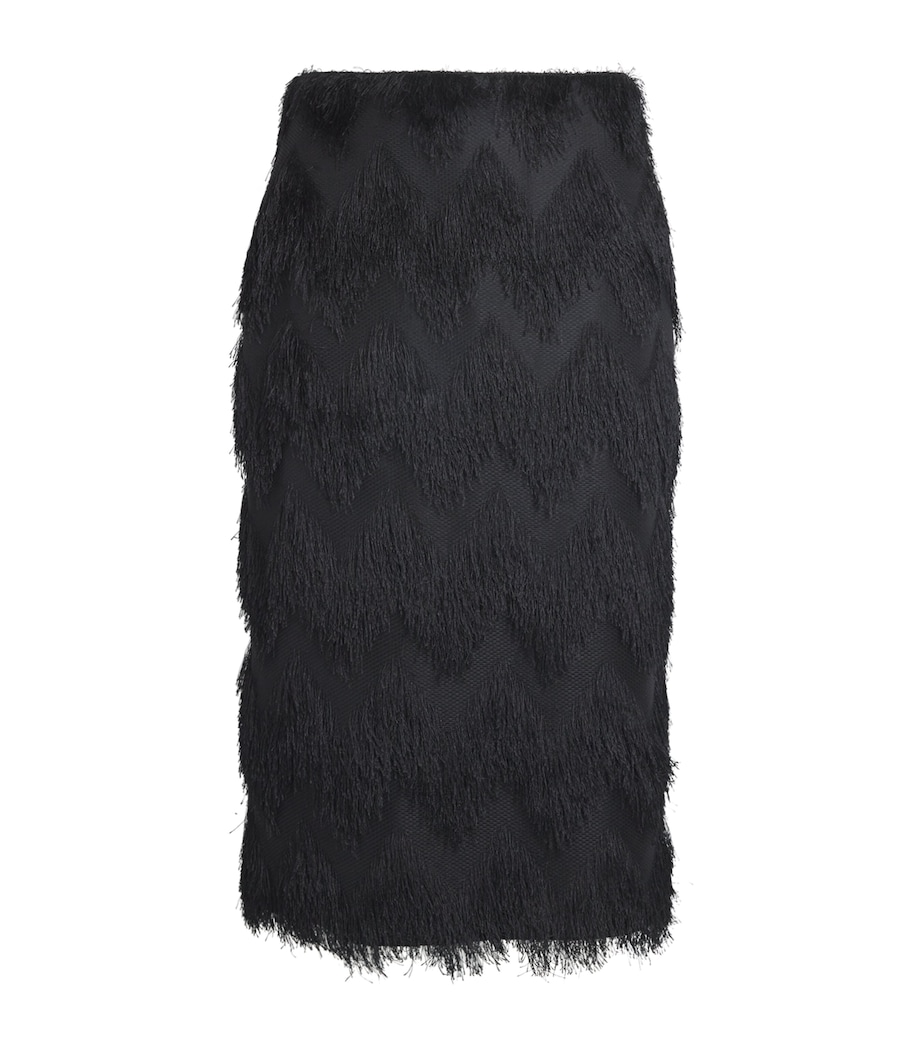 Fringed Phoenix Midi Skirt BLACK DBLK Image 1