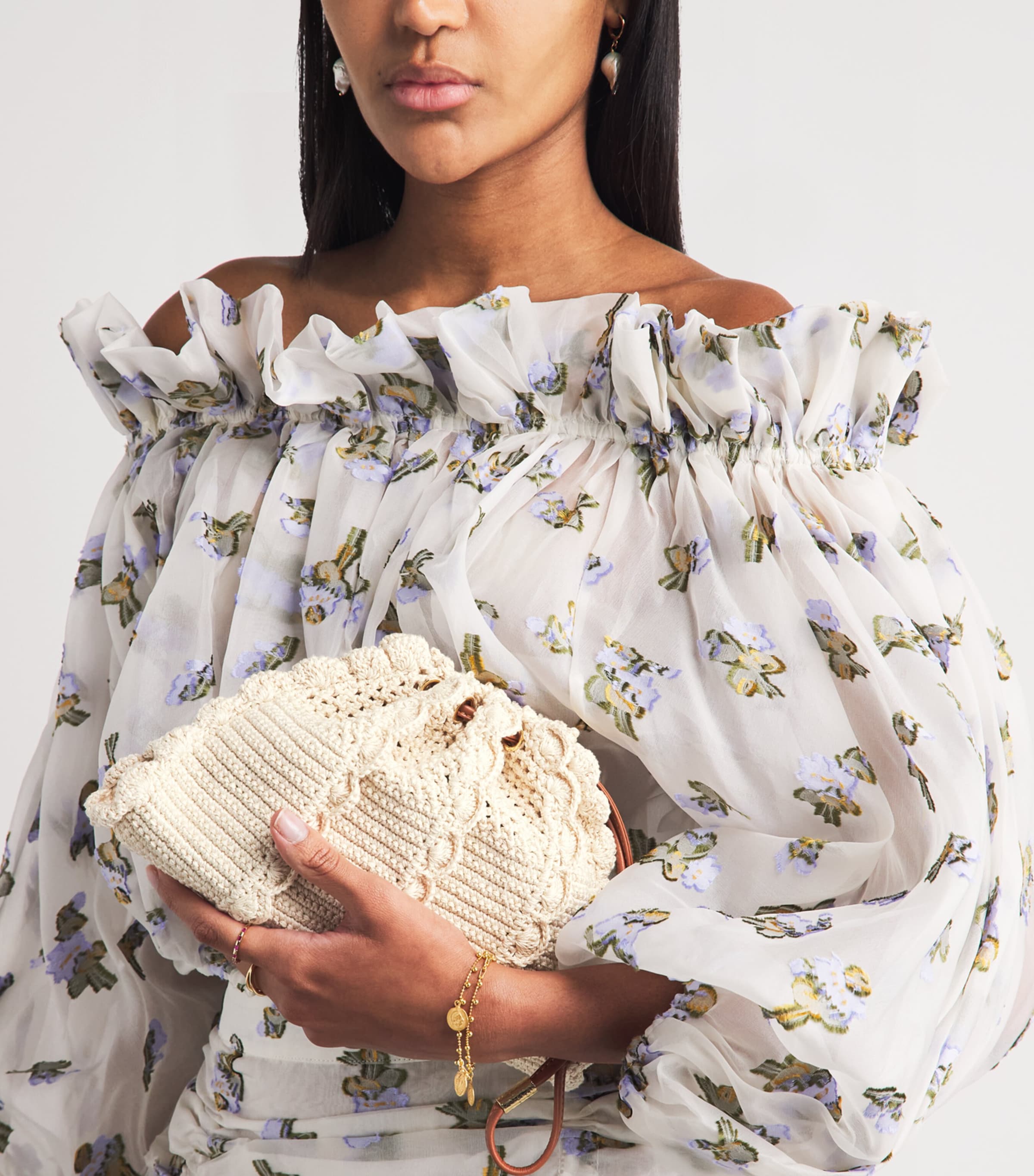 Ulla Johnson Small Crochet Adria Clutch Bag Cowrie Image 2
