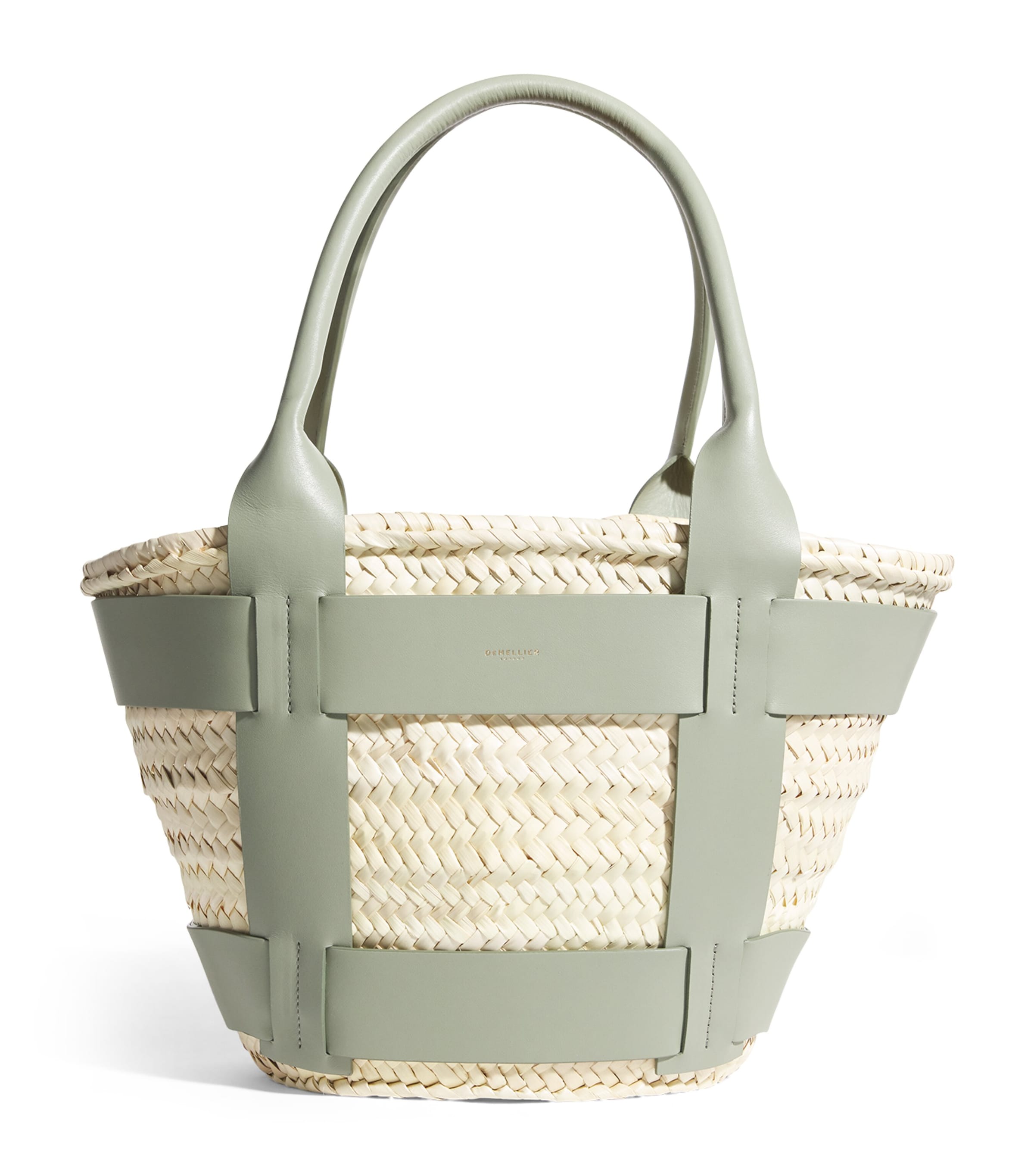 Shop Demellier Raffia Santorini Tote Bag In Green