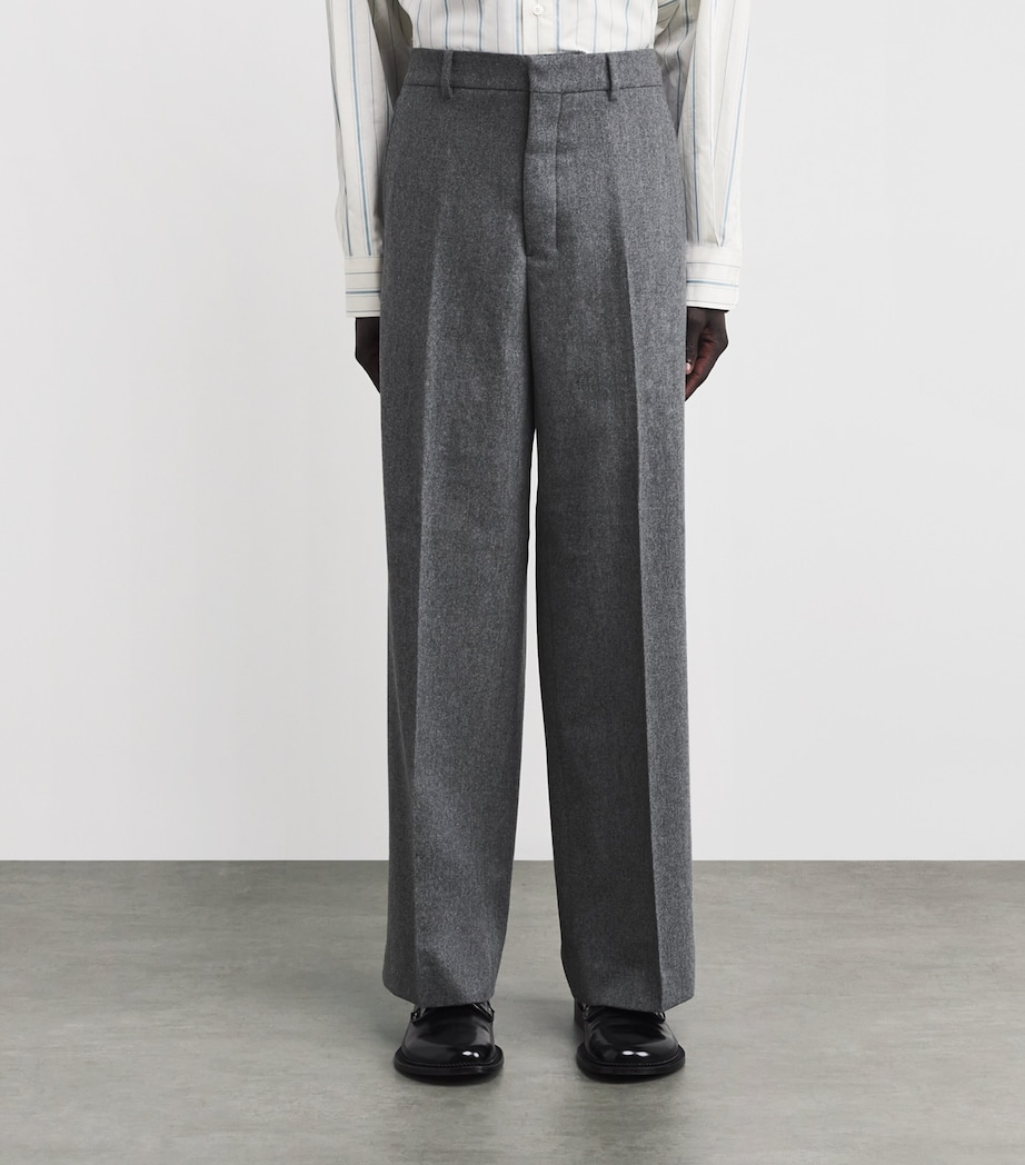 Virgin Wool Wide-Leg Trousers 050 - GRIS Image 3