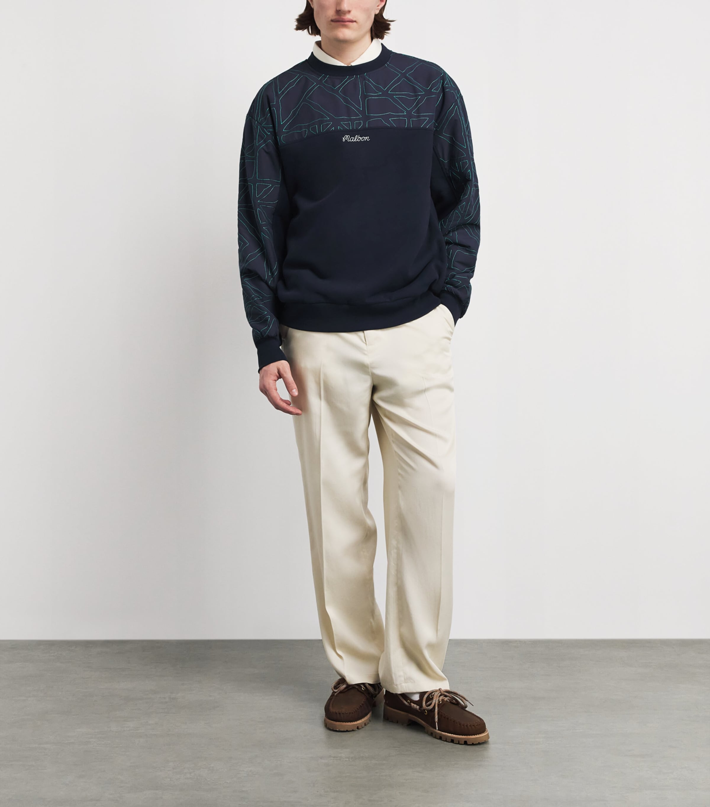 Malbon Golf Mens Tierra Crew-Neck Sweatshirt Midnight Image 2