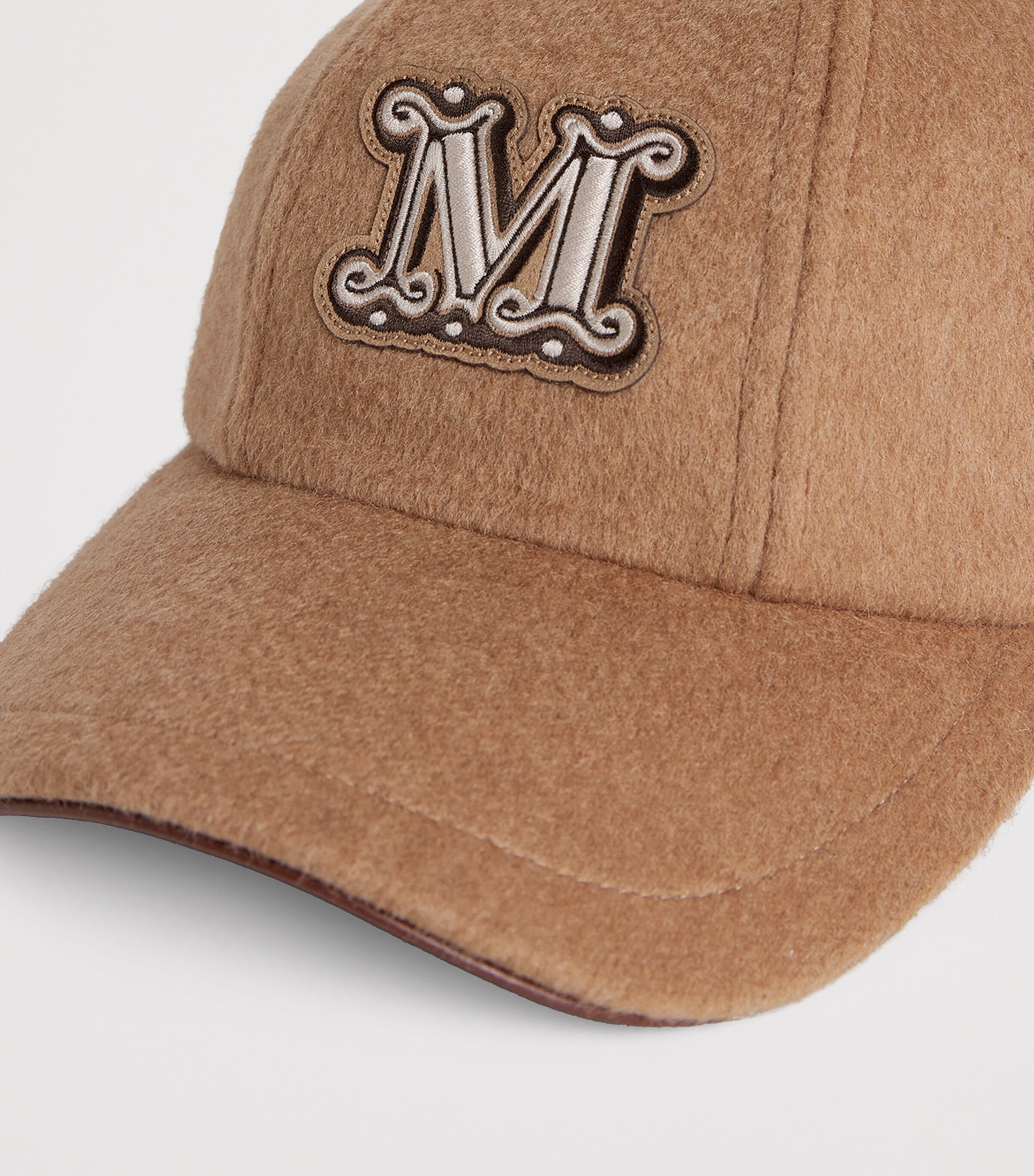 Cashmere Monogram Baseball Cap CAMEL Image 4