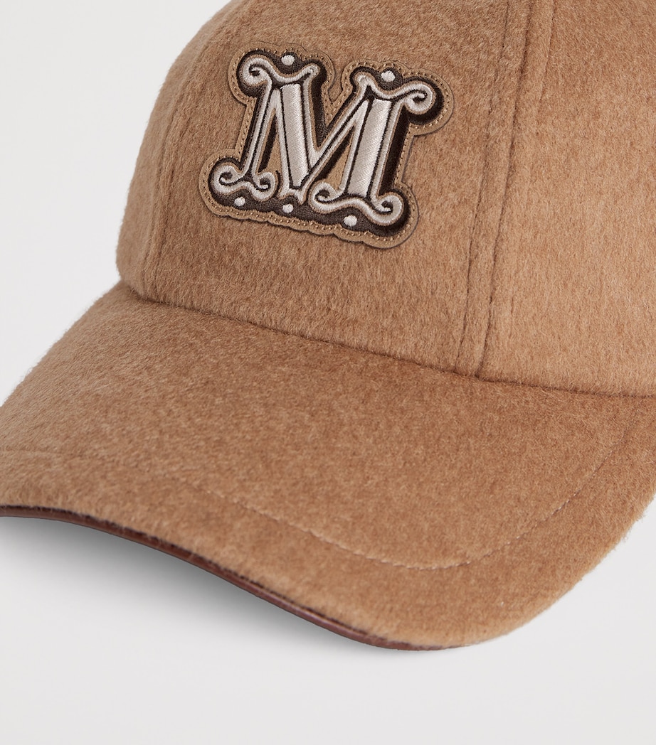 Cashmere Monogram Baseball Cap CAMEL Image 4