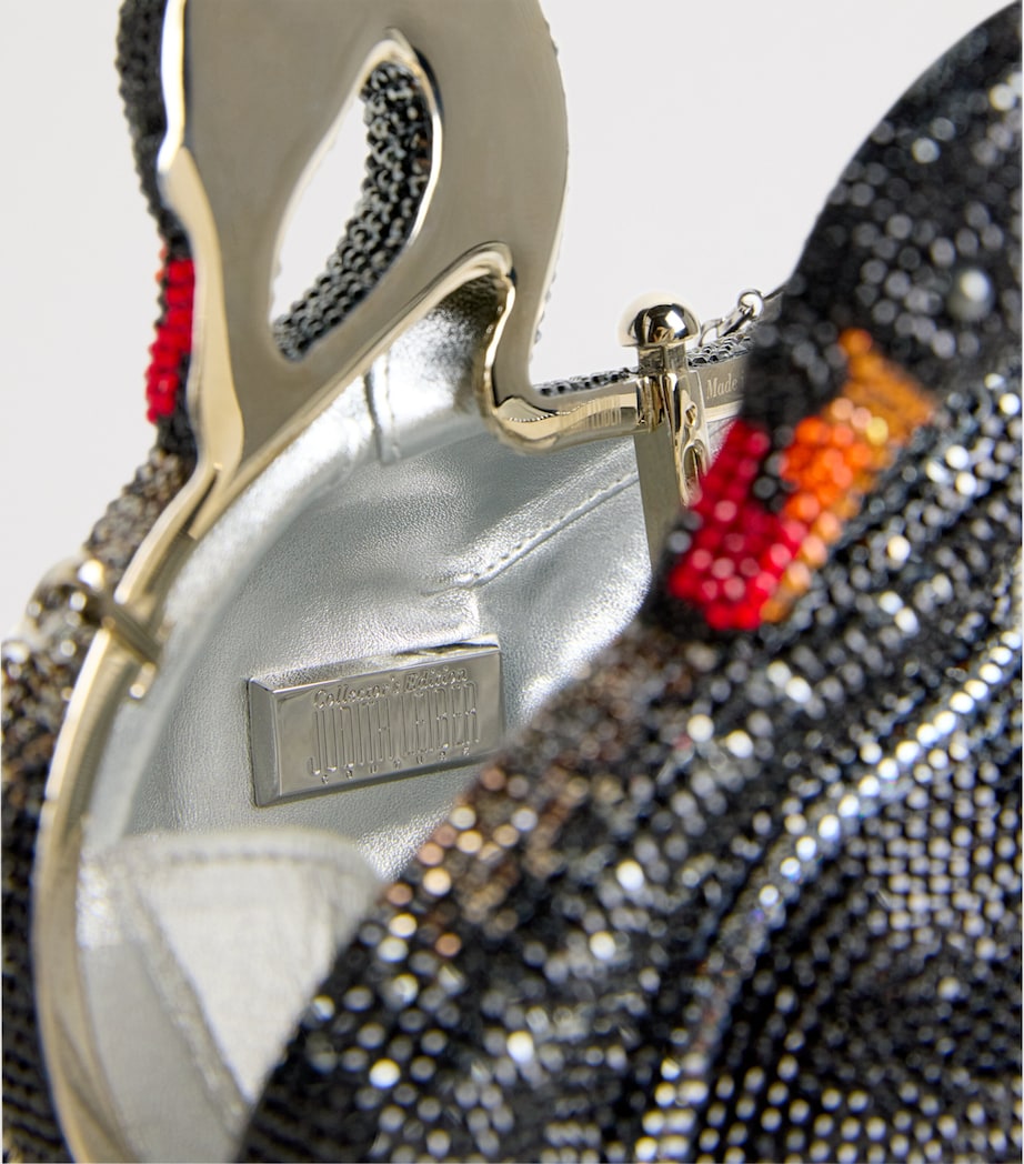 Judith Leiber Embellished Swan Clutch Bag Silver Jet Multi Image 5