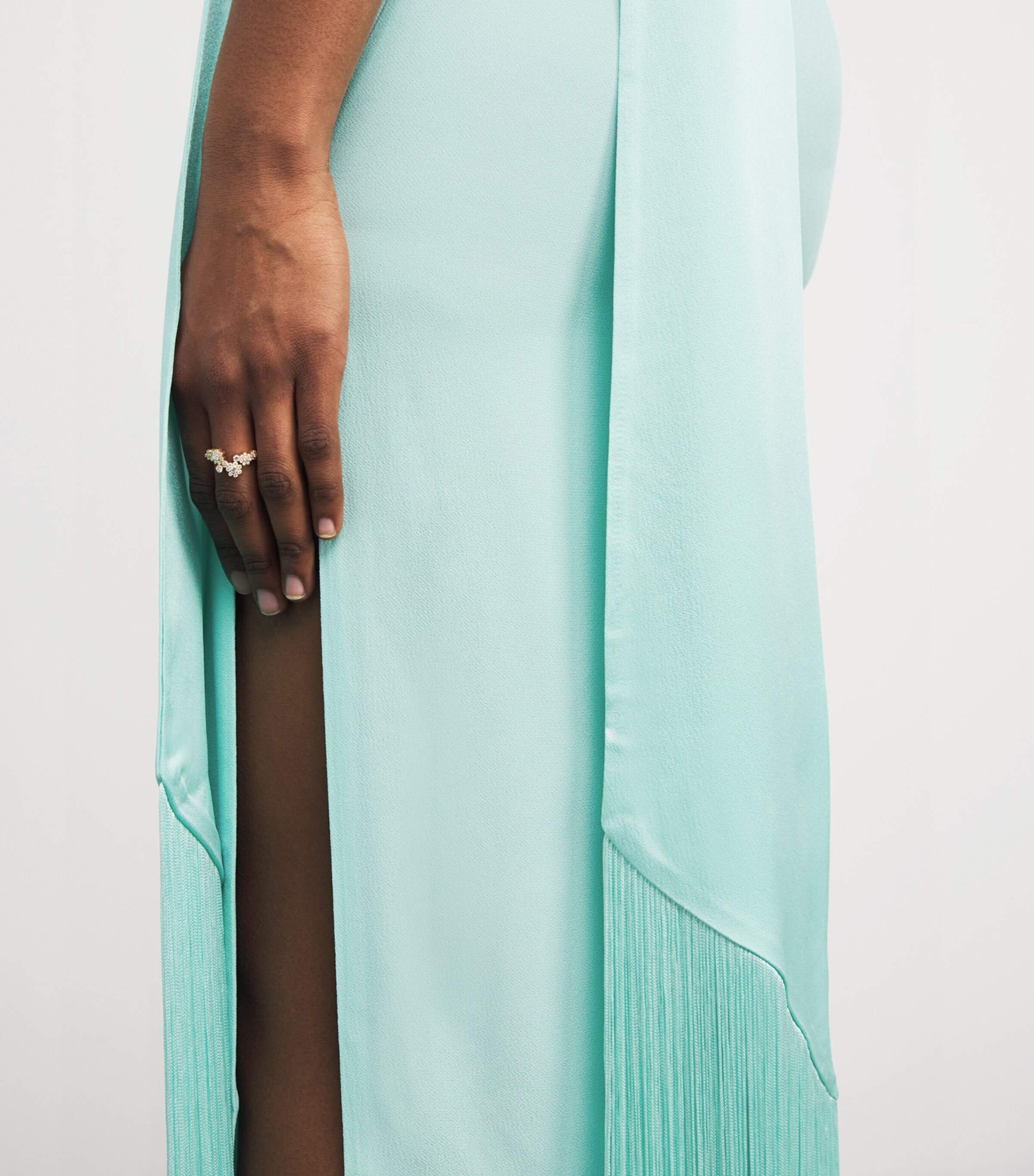 Taller Marmo Blue Fringe-Trim Kempner Maxi Dress | Harrods UK
