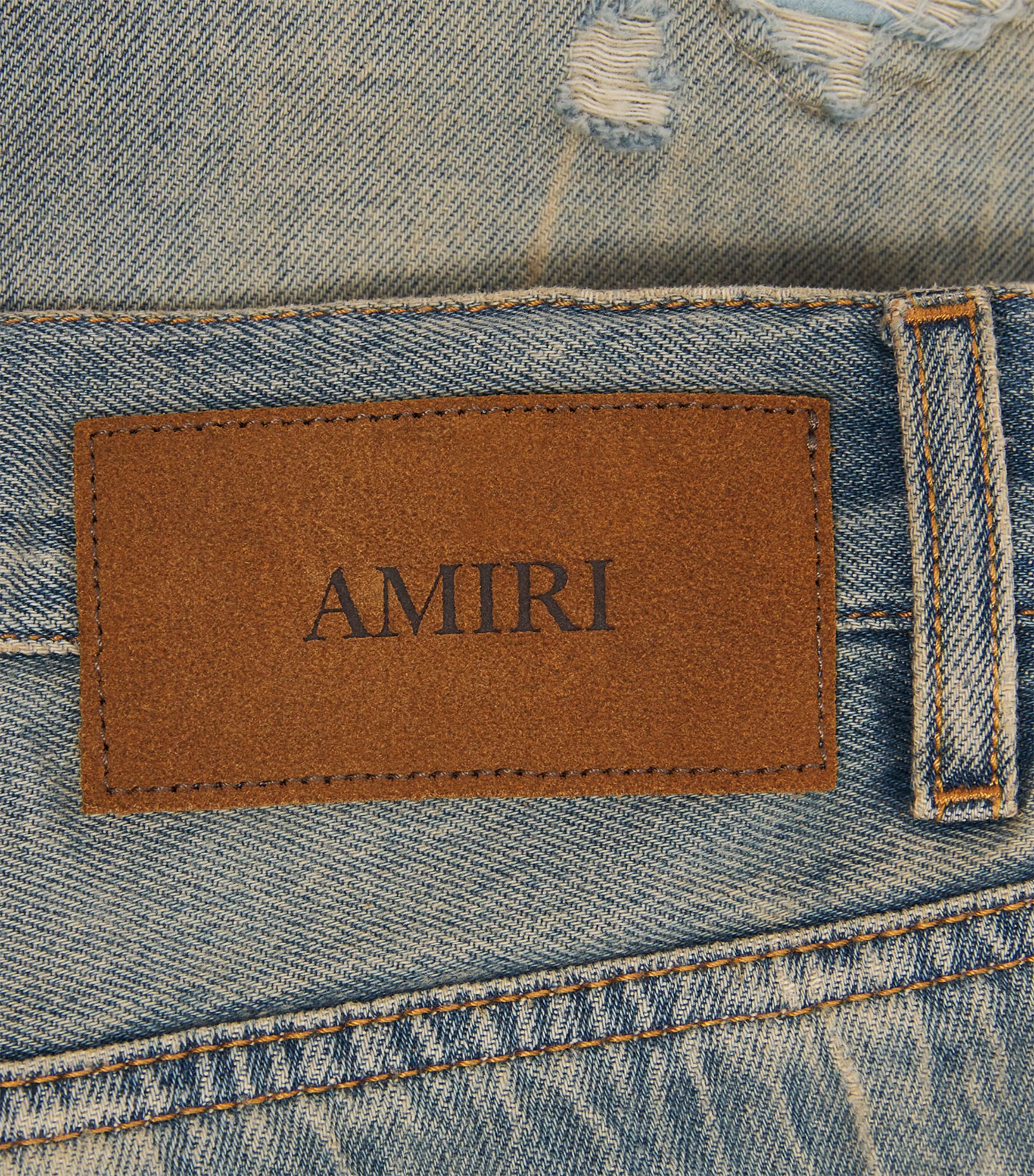 AMIRI Mens Ripped Repair MX1 Straight Jeans Laurel Fade Image 6