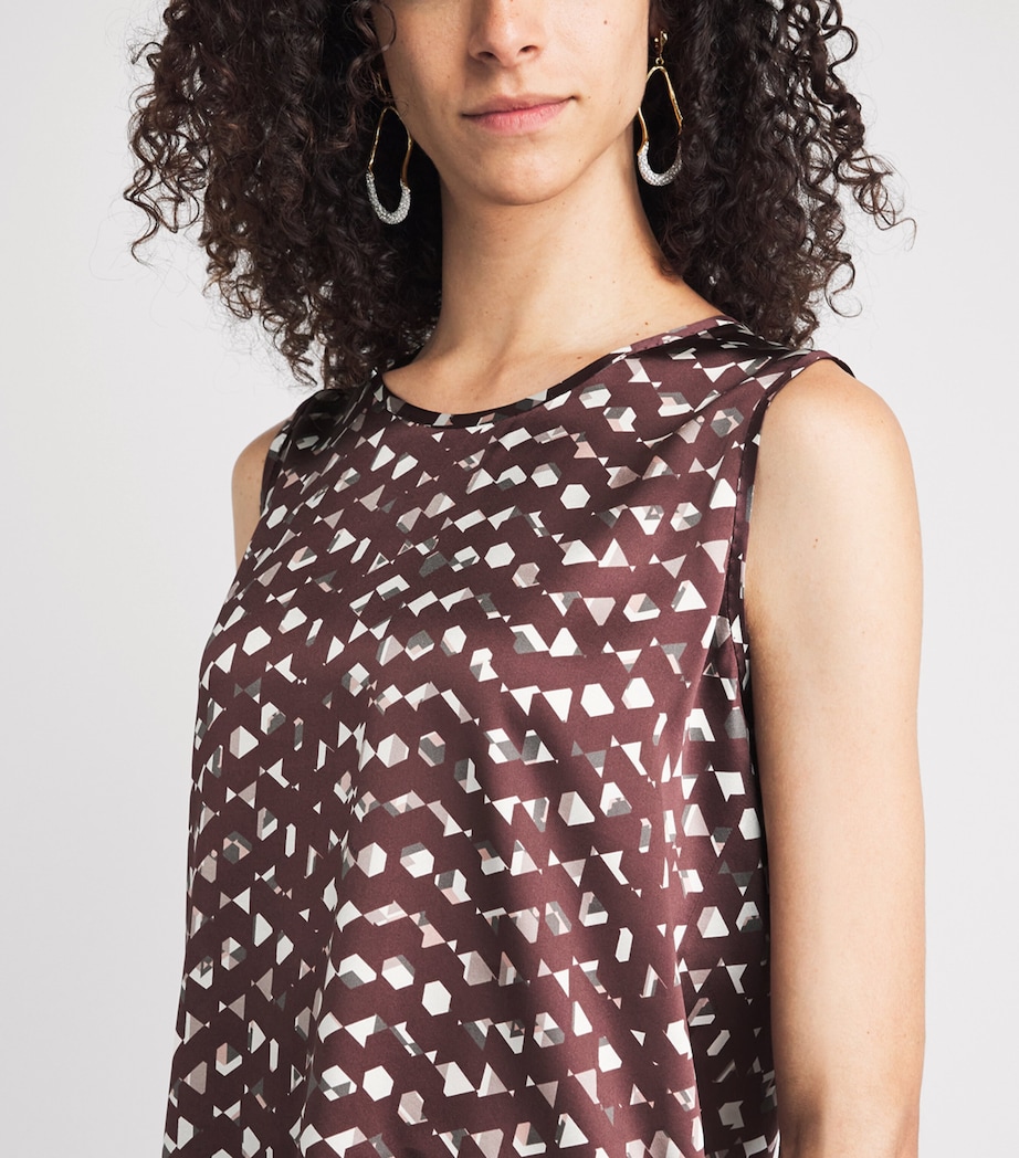 Kiton Womens Silk Printed Sleeveless Top Bordeaux Print Image 3