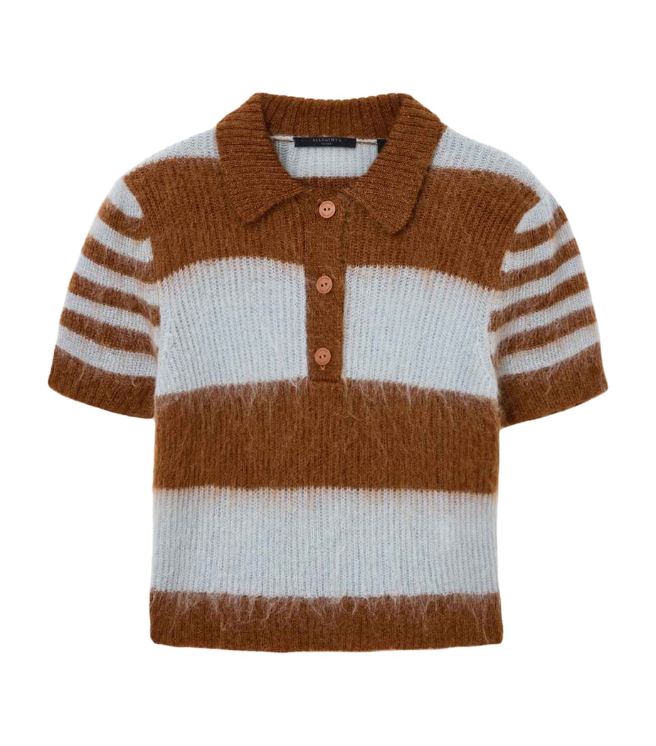 Mohair-Wool Clem Polo Sweater STEEL BLUE/COGNAC Image 1