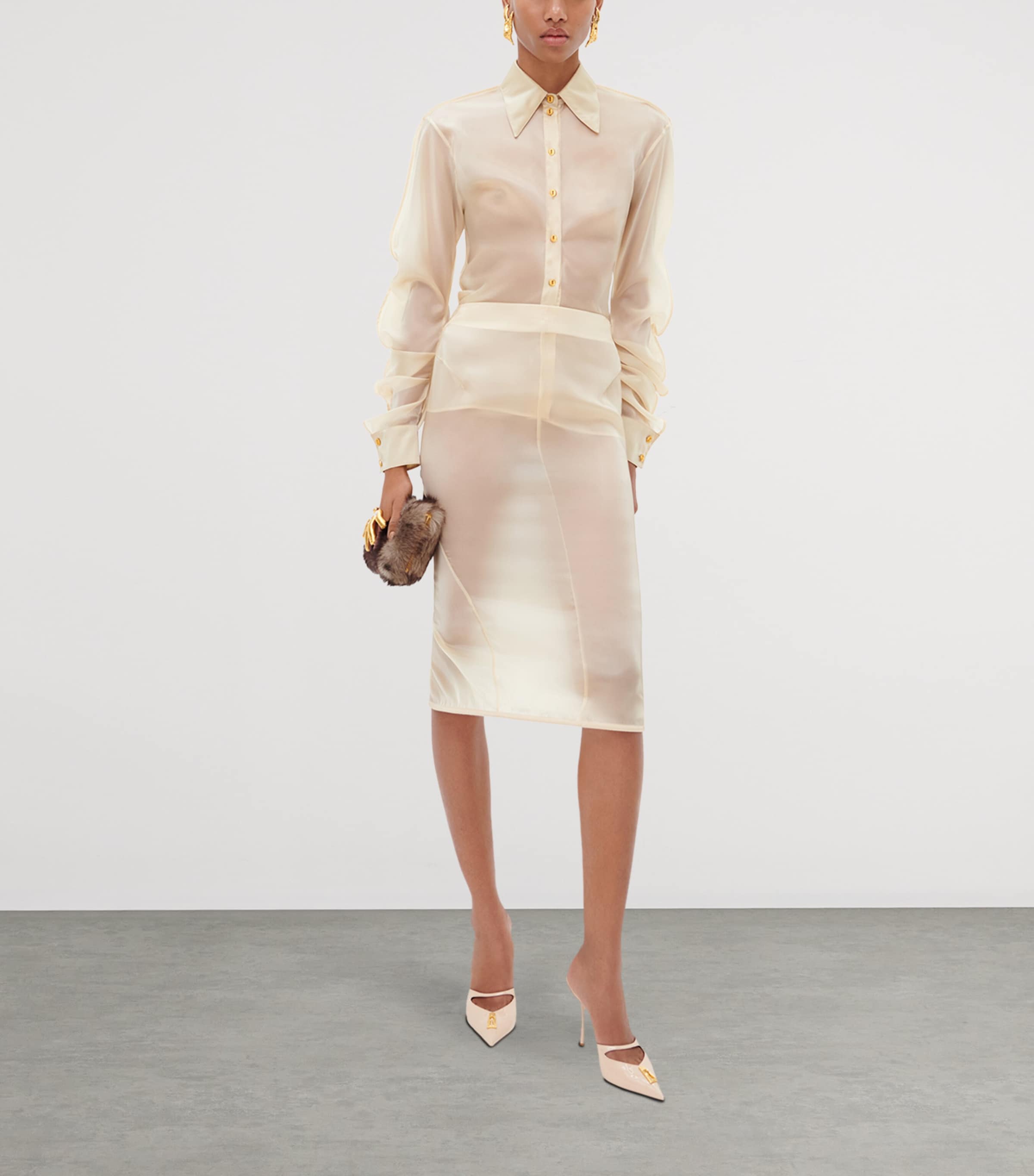 Schiaparelli Lambskin Velvet Hand In Hand Clutch Bag Beige Image 2