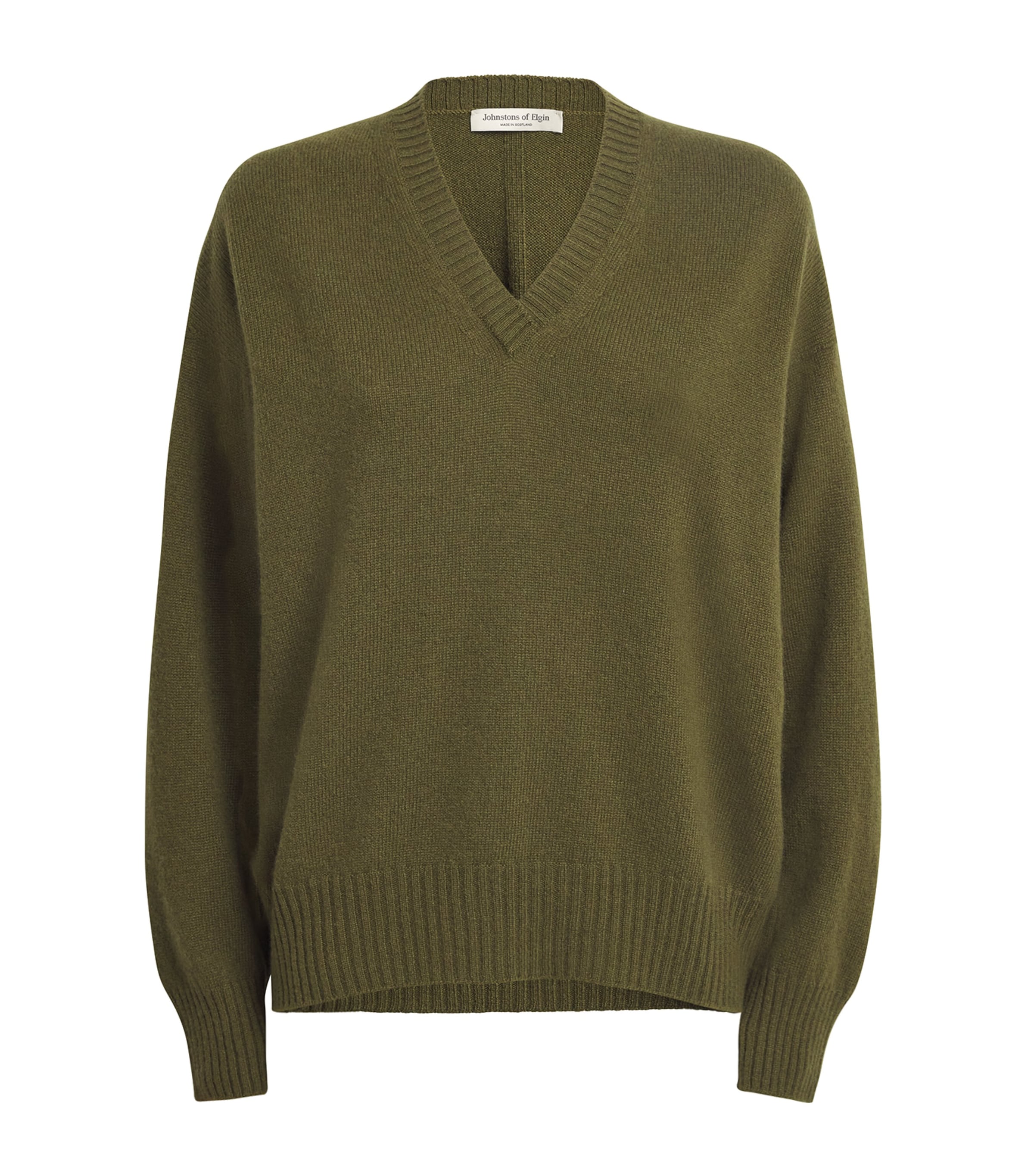 Johnstons Of Elgin Cashmere V-neck Sweater In Green