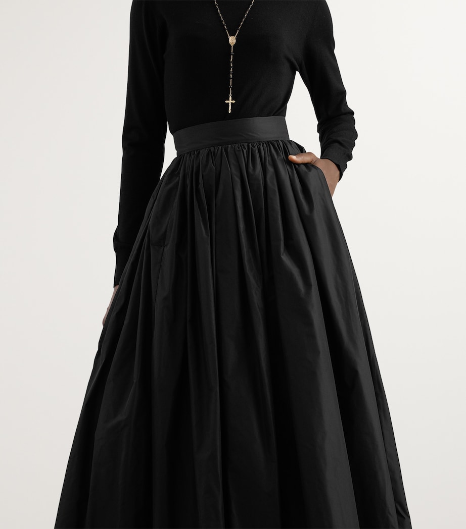 Taffeta Circle Maxi Skirt N0000-BLACK Image 4