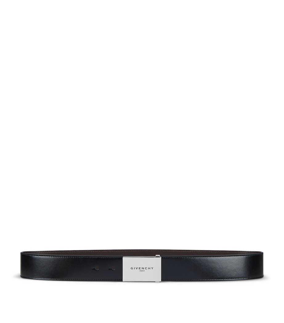 Leather Reversible Label Belt BLACK/GREY Image 1
