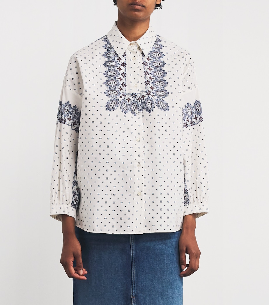 Cotton Floral Print Shirt IVORY Image 3
