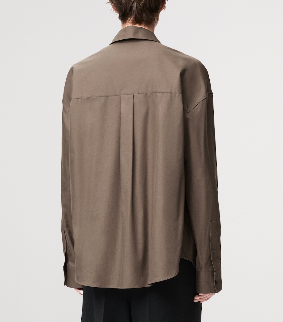 LOEWE Mens Cotton-Blend Anagram Shirt Khaki Brown Image 4
