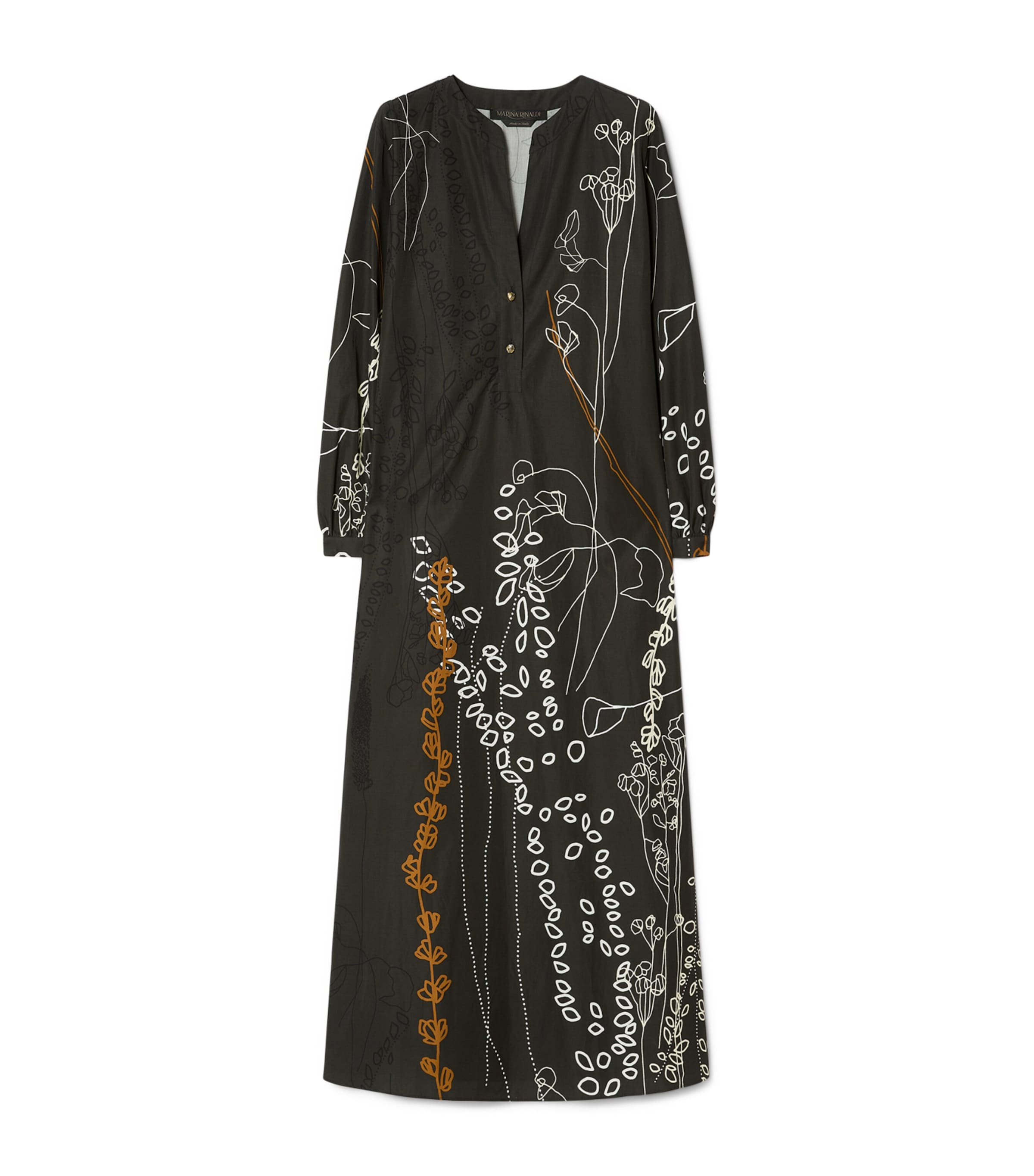 Marina Rinaldi Womens Cotton Printed Maxi Dress Black Image 1