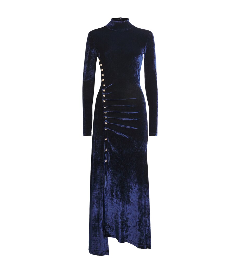 Velvet Asymmetric Midi Dress P432 NAVY POSEIDON Image 1
