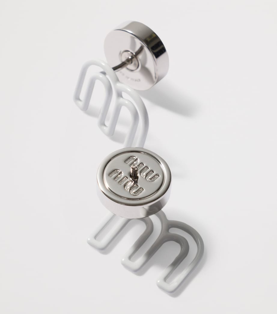 Miu Miu M Logo Stud Earrings White Image 3
