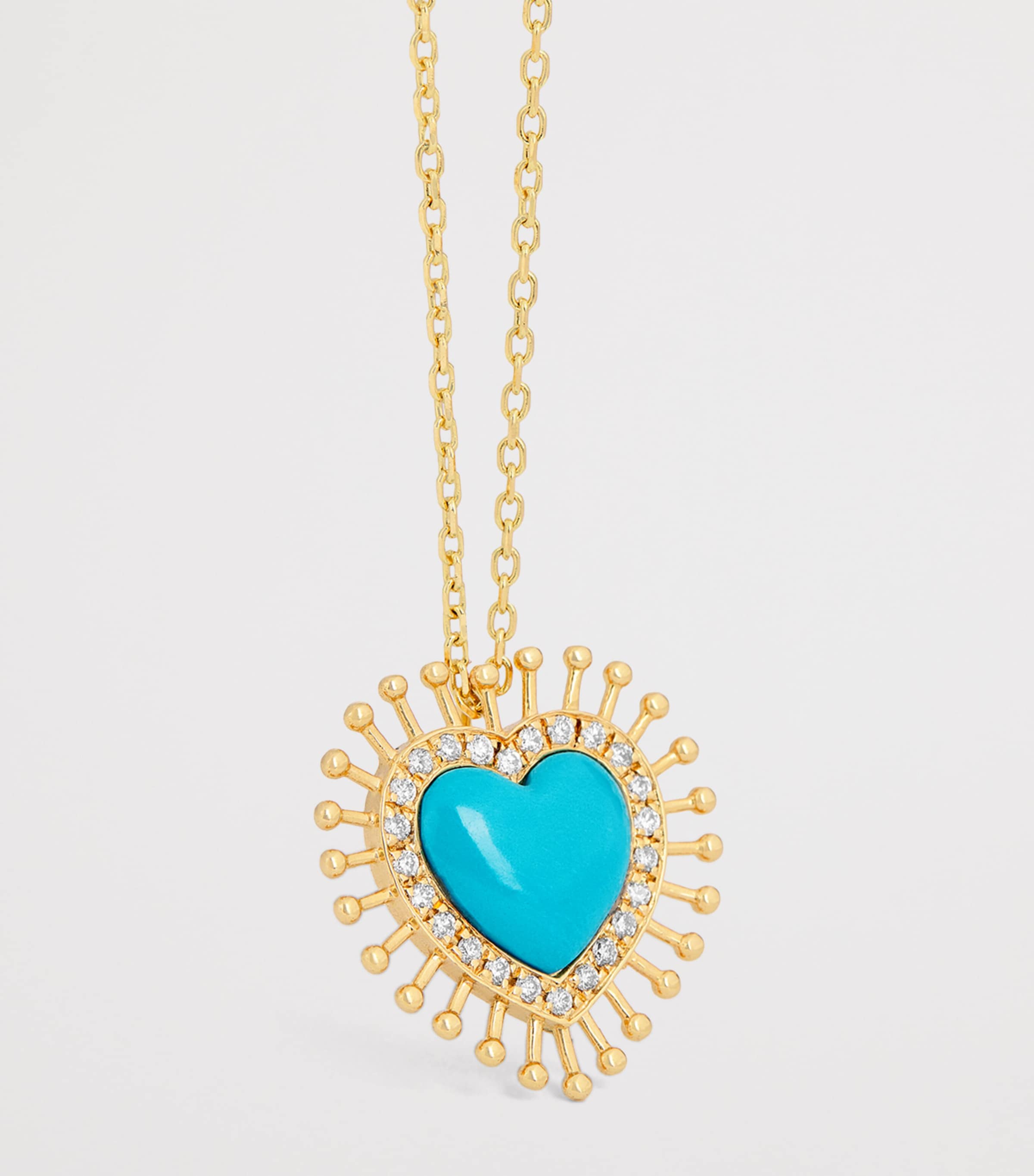 L'ATELIER NAWBAR Yellow Gold, Diamond and Turquoise Rich Kitsch All Hearts on Me Pendant Necklace Yellow Gold Image 4