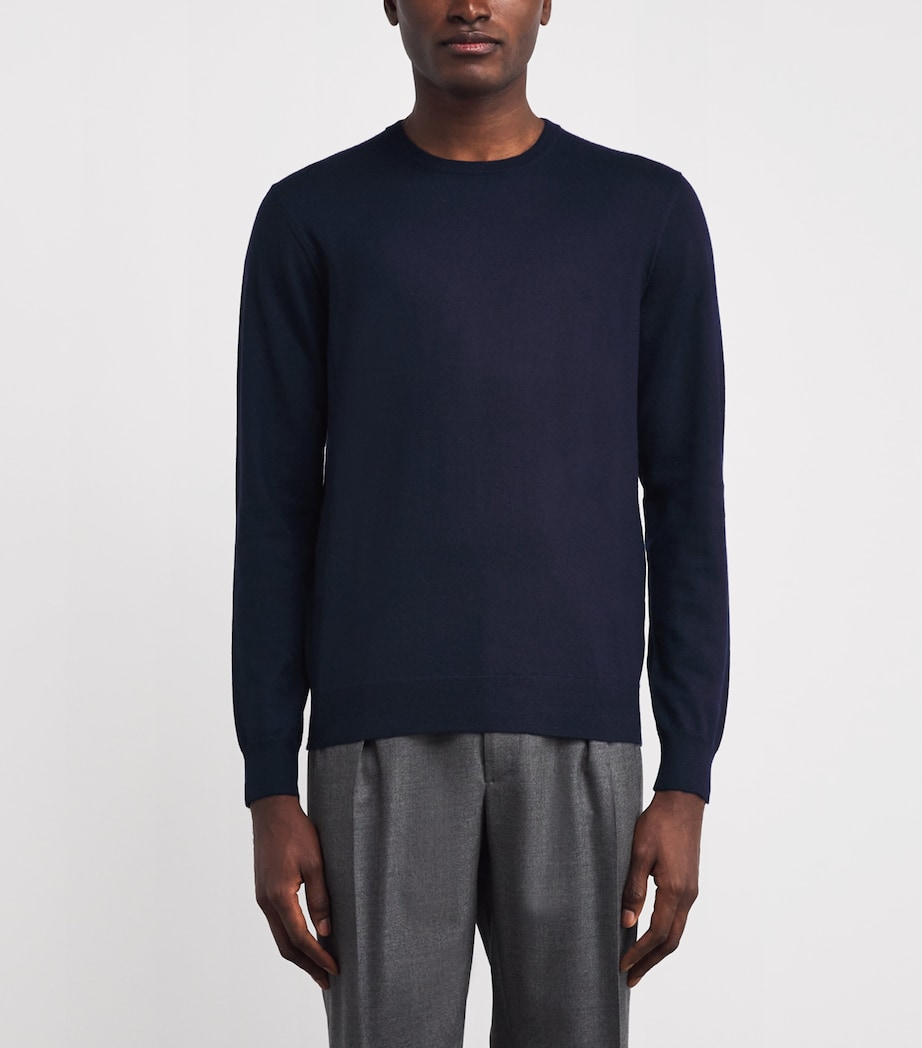Ralph Lauren Purple Label Mens Cashmere Crew-Neck Sweater Navy Image 3