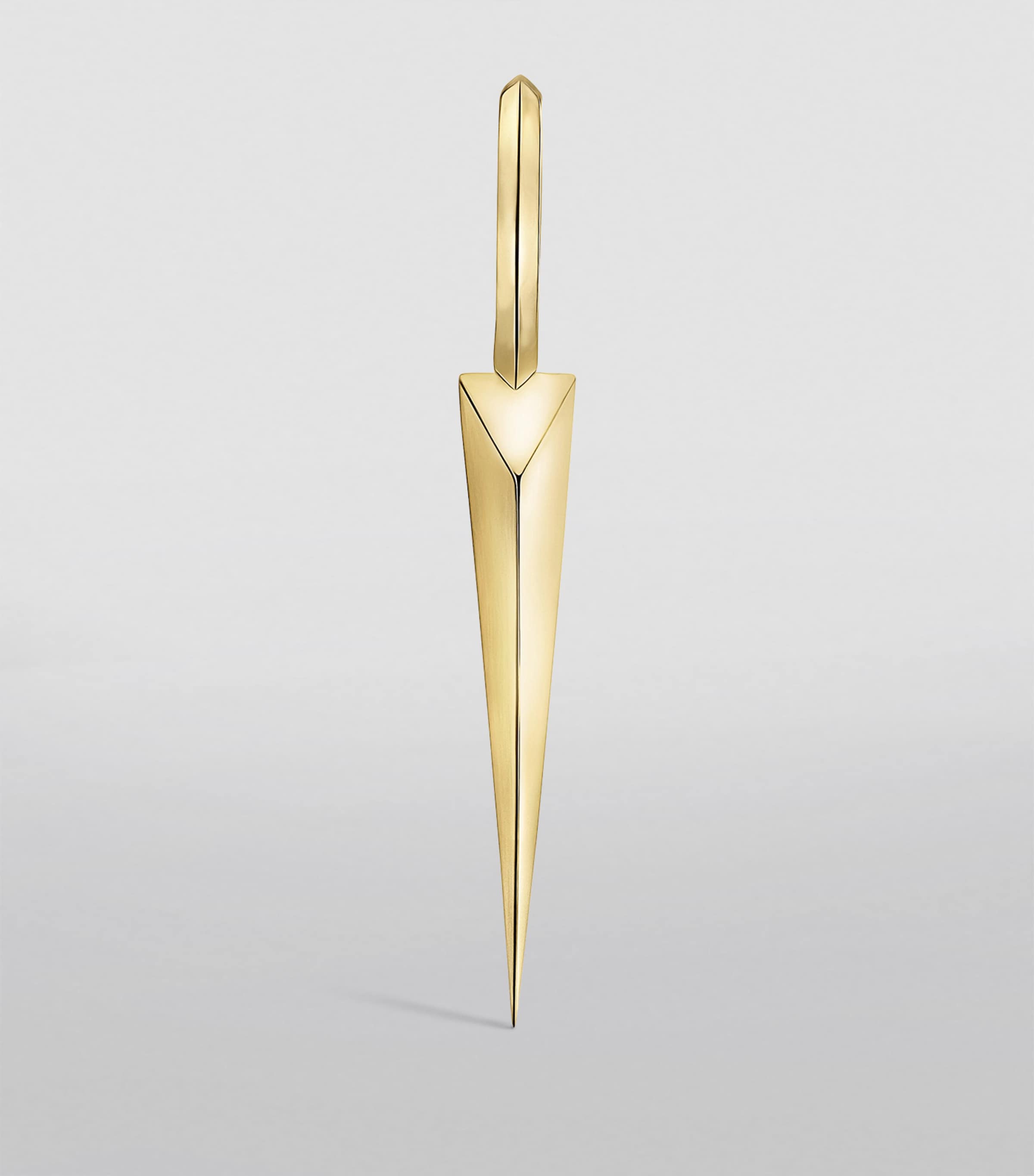 Yellow Gold Faceted Grand Spike Hoop Earring (9.5mm) YELLOW GOLD Image 4