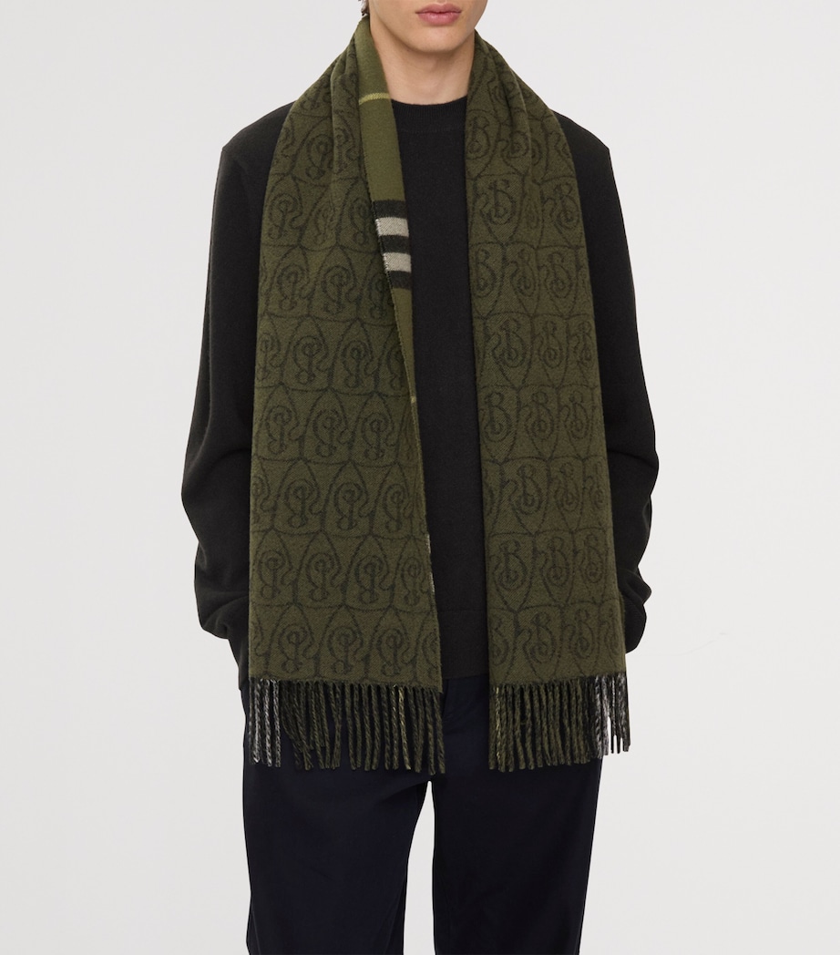 Burberry Cashmere Reversible B Shield Scarf Pea Green Image 4
