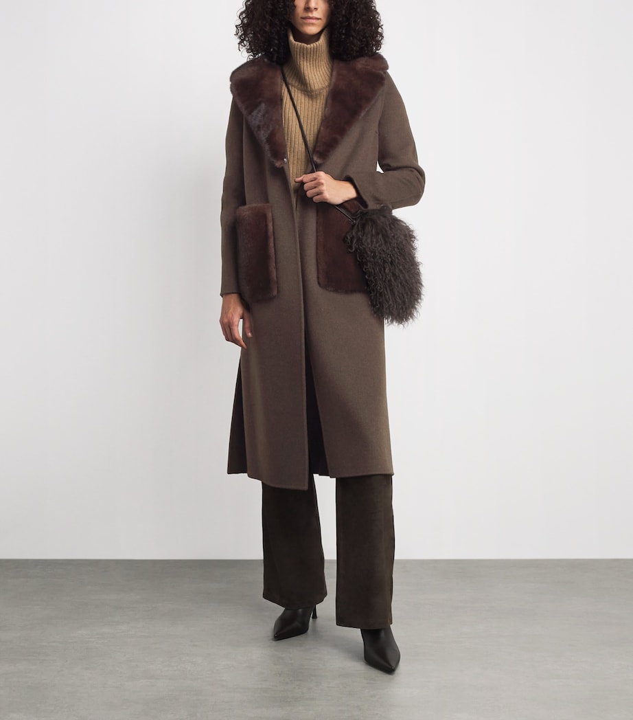 Cashmere-Mink Belted Long Coat 204 Image 2