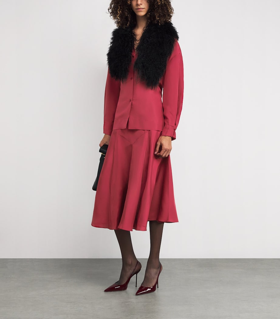 Silk Dorothy Midi Skirt BURGUNDY Image 2