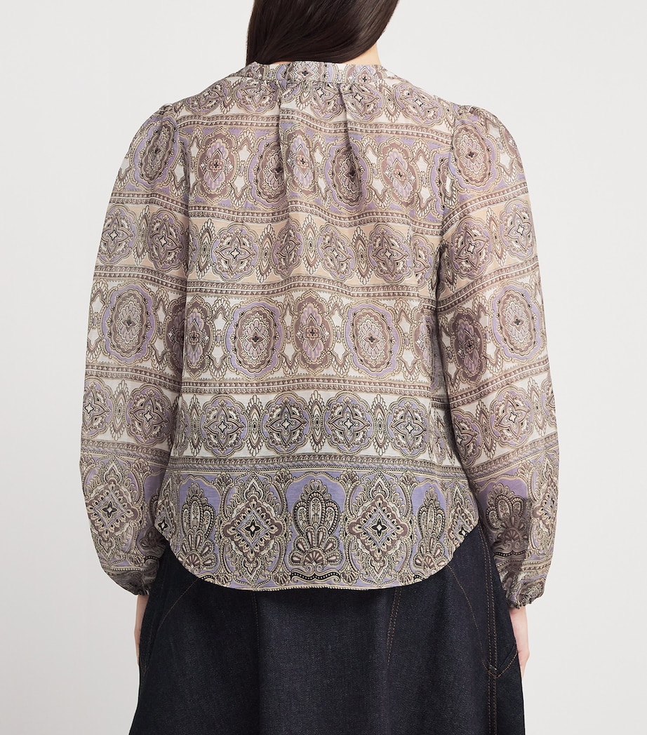 Linen-Silk Ashlynn Blouse N0684 STN KHK MLT Image 4