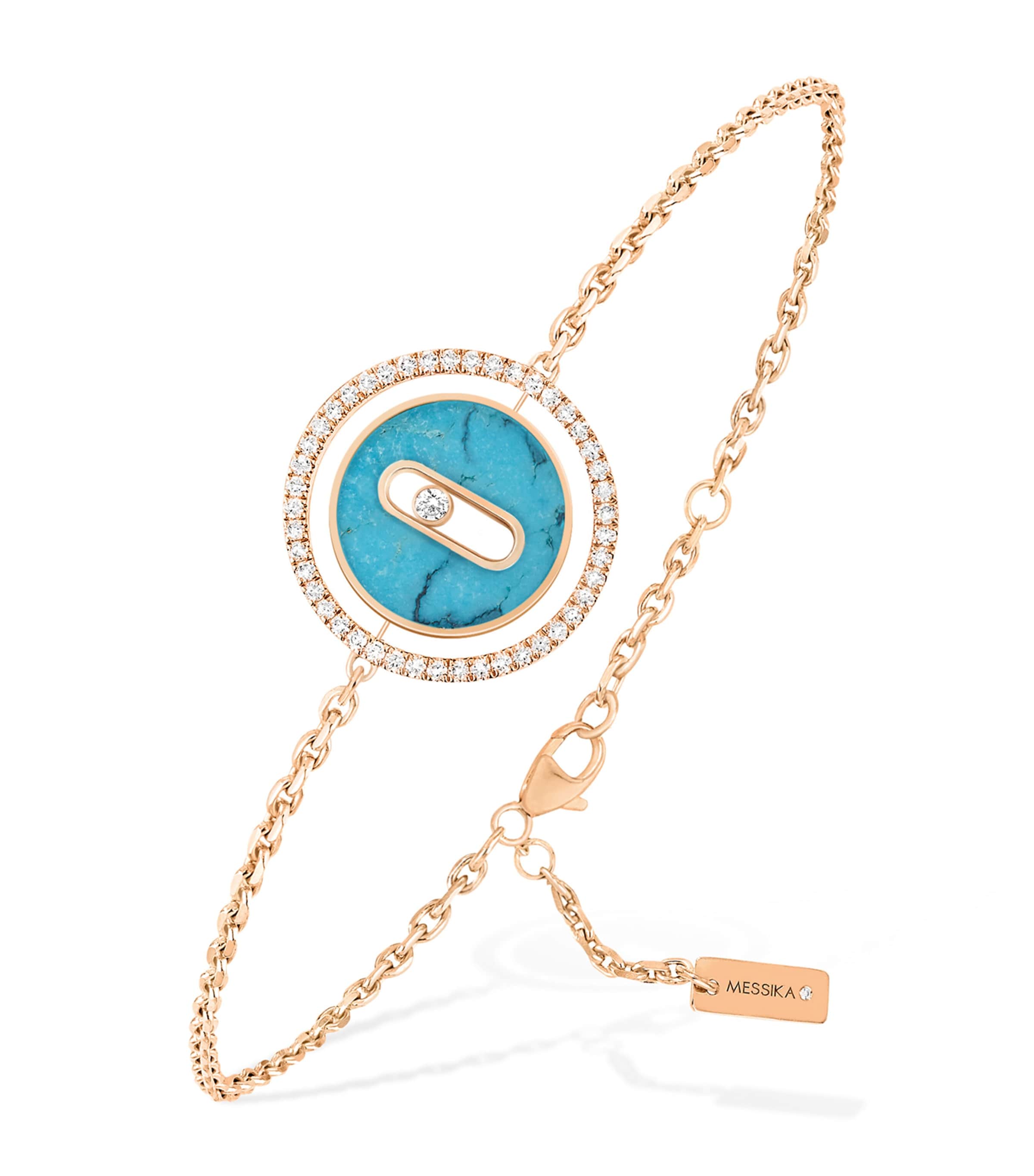 Messika Lucky Move 18k Rose Gold Turquoise Pendant Bracelet