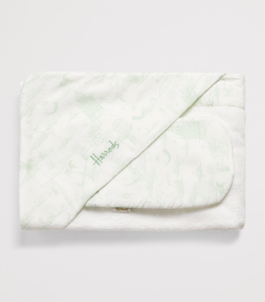 Organic Cotton Hooded Towel and Wash Mitt Set (70cm x 70cm) GREEN Image 3