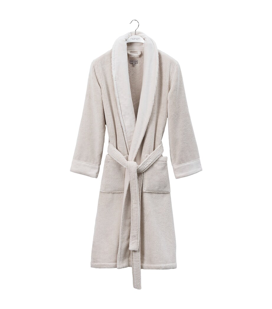 Hamam Womens Organic Cotton Raya Bathrobe (Small/Medium) Bone Image 1