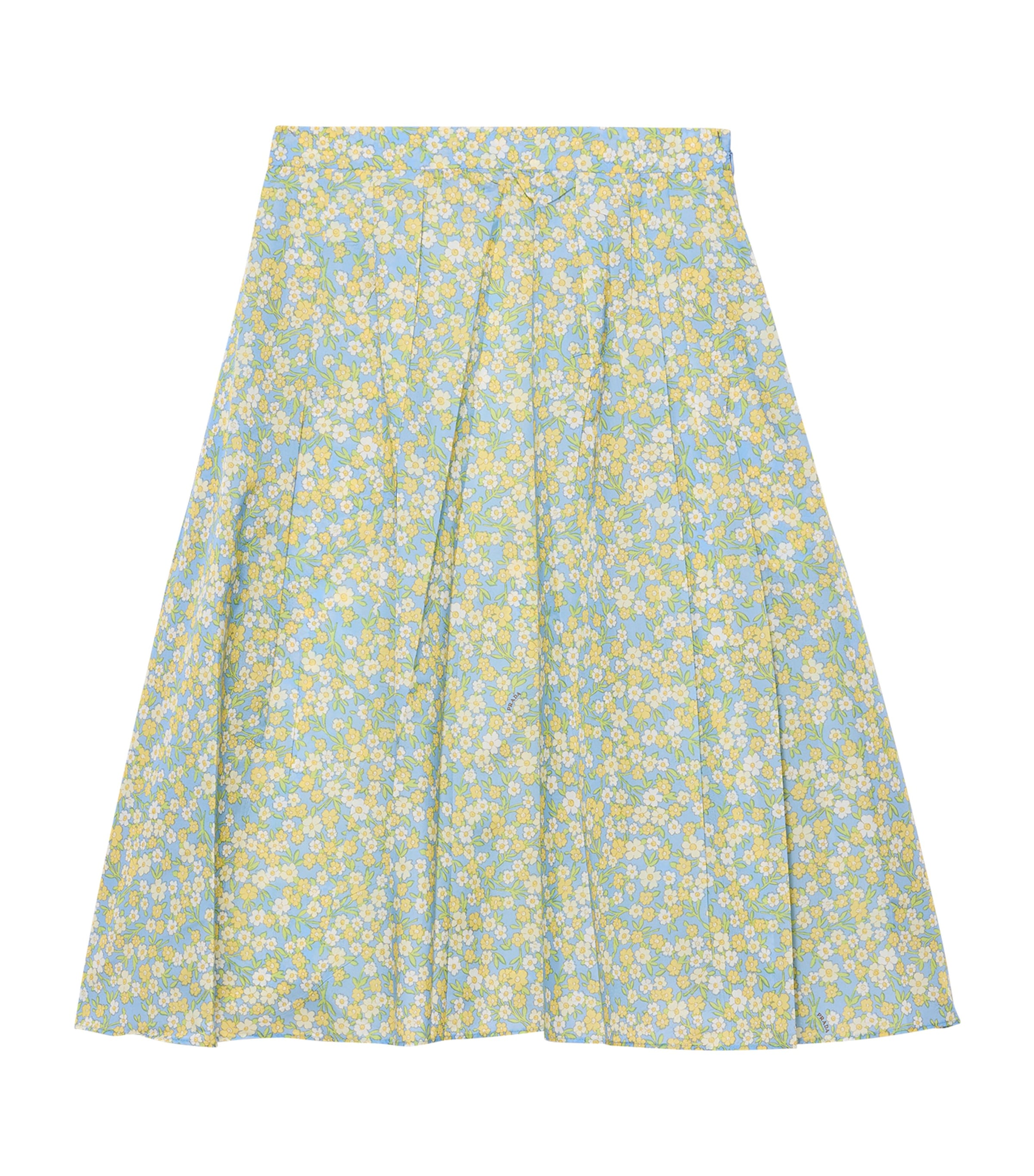 Prada Womens Pleated Floral Midi Skirt Image 1
