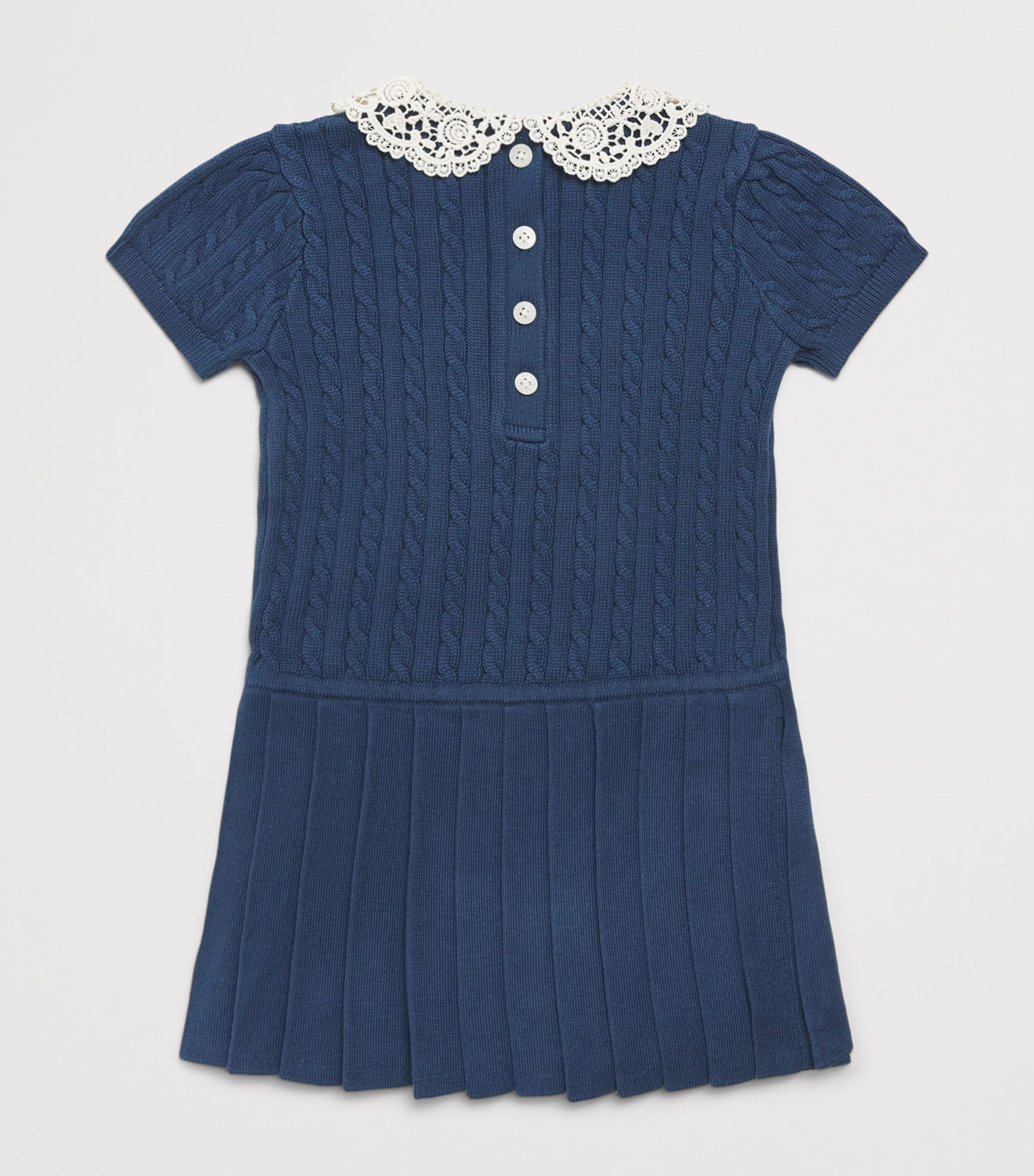 Ralph Lauren Kids Cotton Cable-Knit Dress (3-24 Months) Rustic Navy Image 2