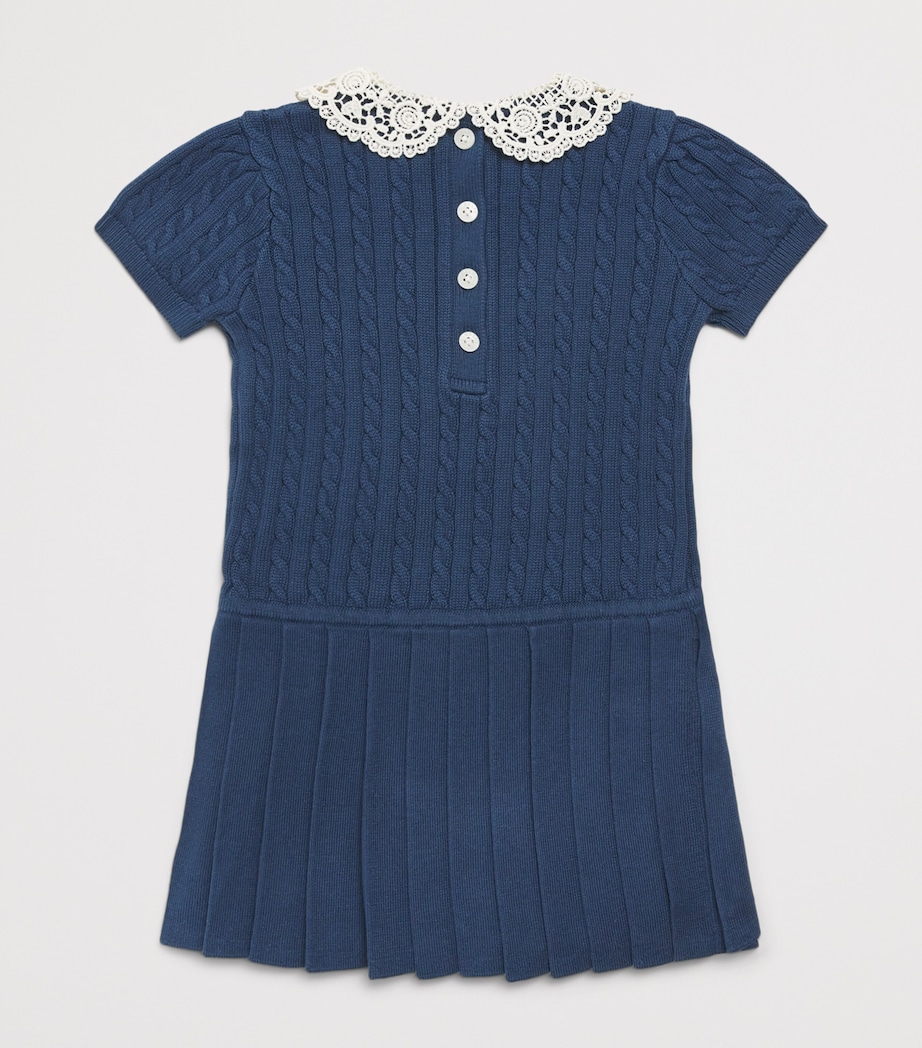 Ralph Lauren Kids Cotton Cable-Knit Dress (3-24 Months) Rustic Navy Image 2