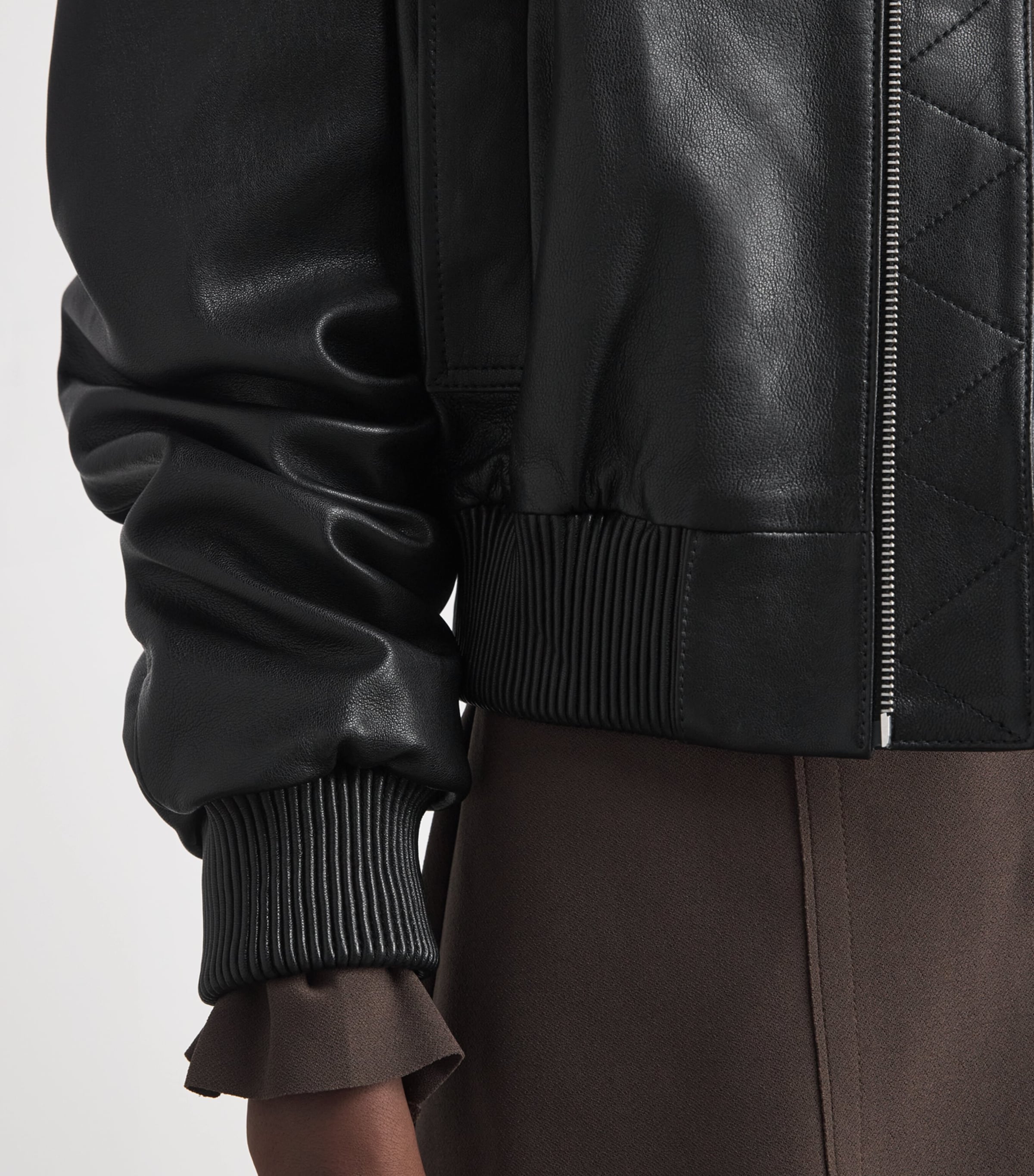 Arma Womens Hannah Leather Bomber Jacket Black Image 3
