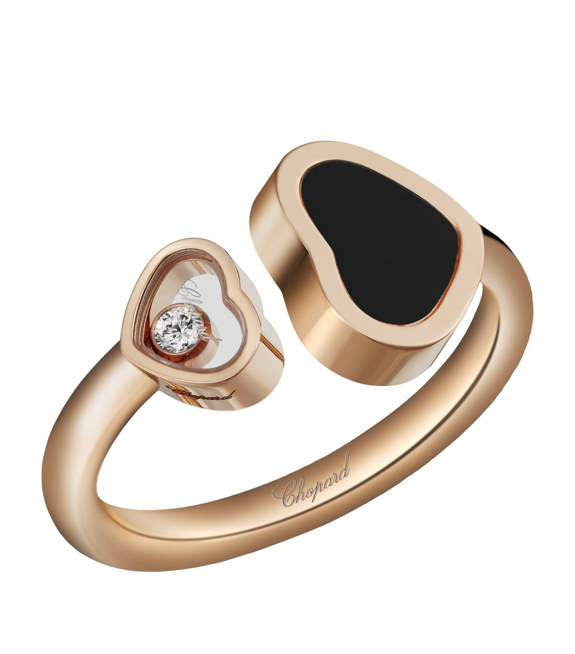 Chopard Rose Gold And Diamond Happy Hearts Ring In Rose Gold