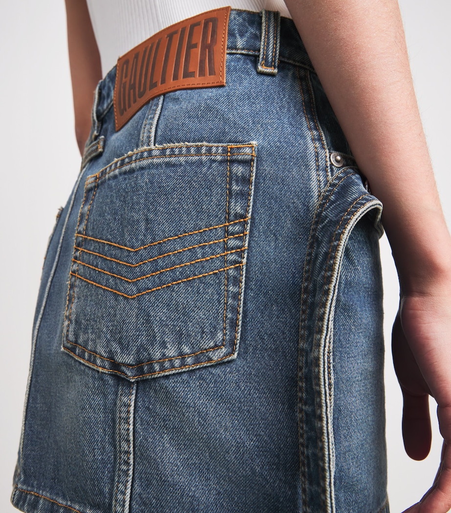 Denim Strap-Detail Mini Skirt 57-VINTAGEBLUE Image 6