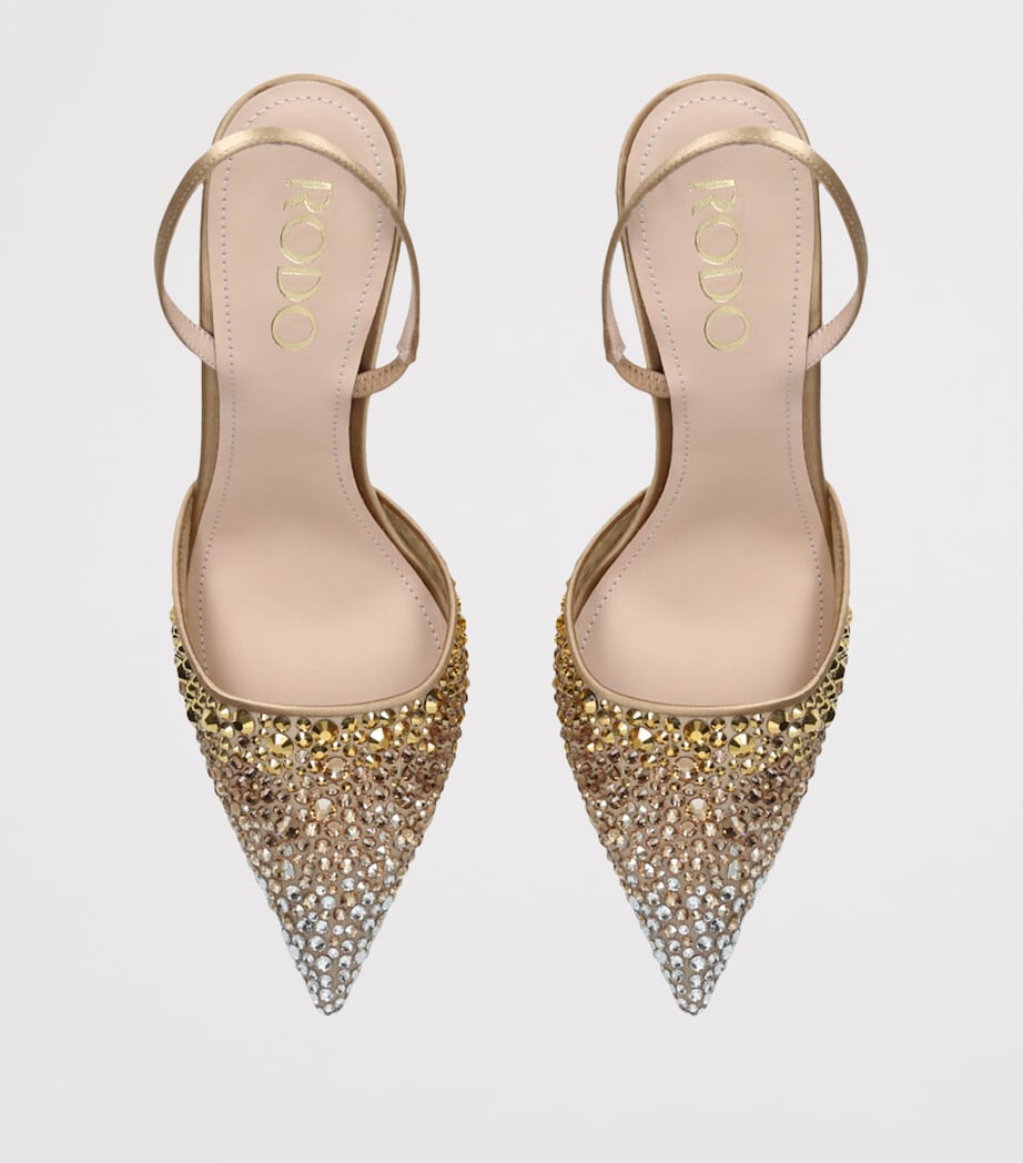 Rodo Rhinestone Embellished Assia Slingback Pumps 80 Champagne Image 4