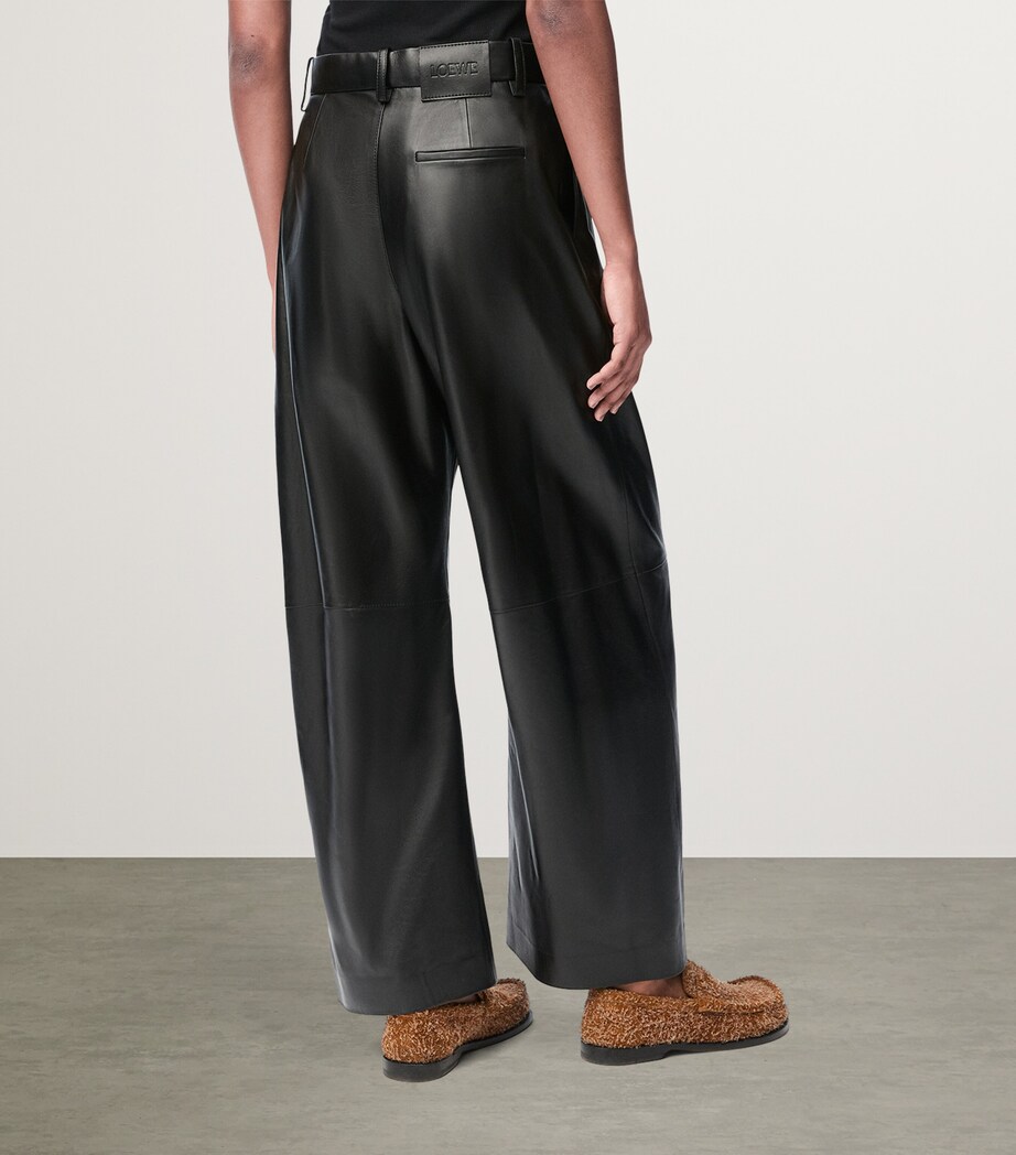 Leather Barrel Trousers BLACK Image 3