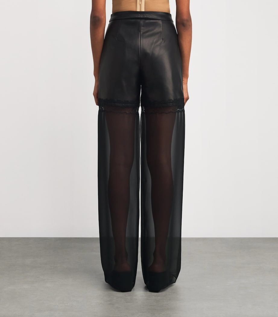 Leather Hybrid Wide-Leg Trousers BLACK Image 4