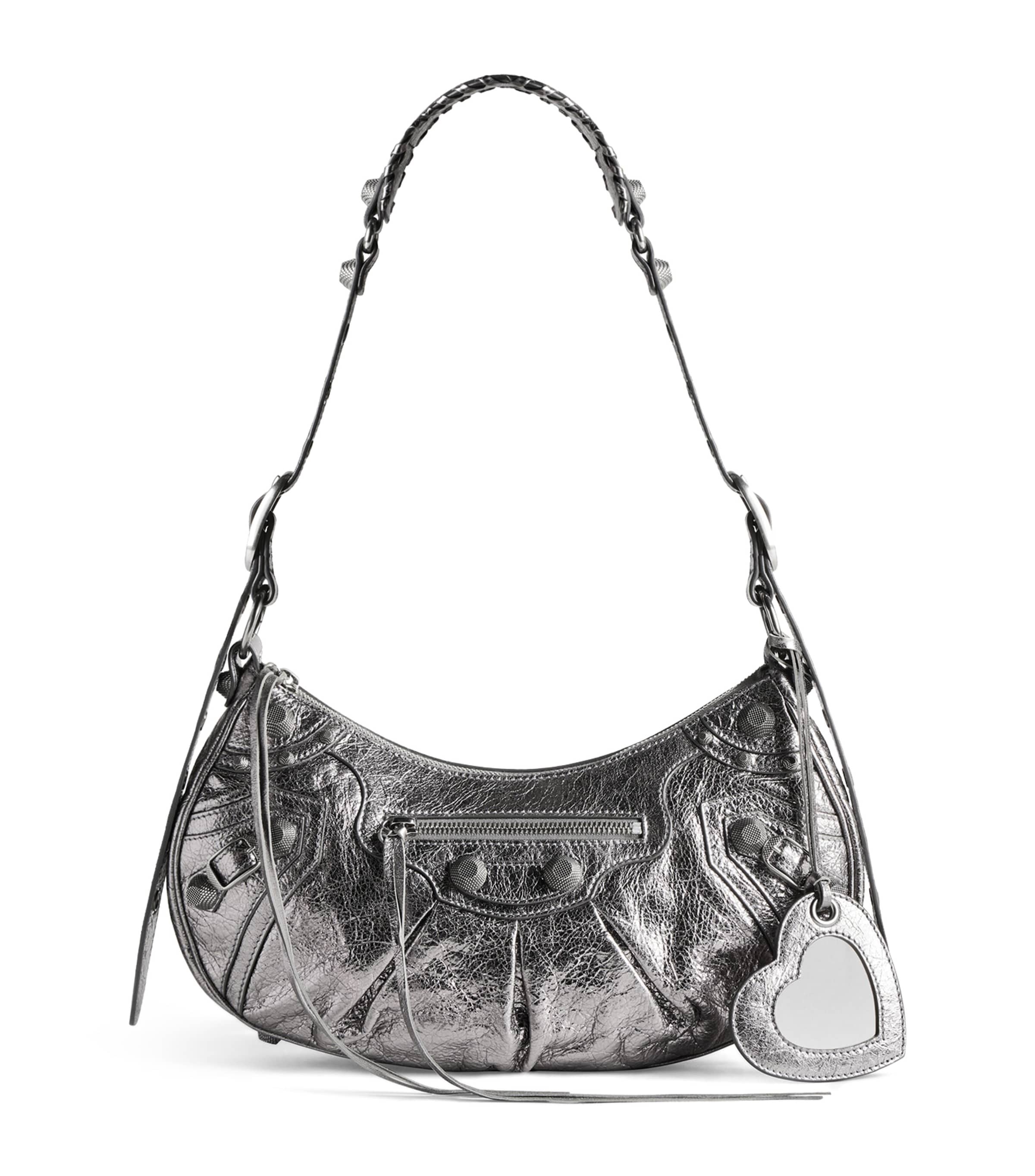 Balenciaga Green Leather Shoulder Handbag With Magnetic Closure And Metal Details In Gold