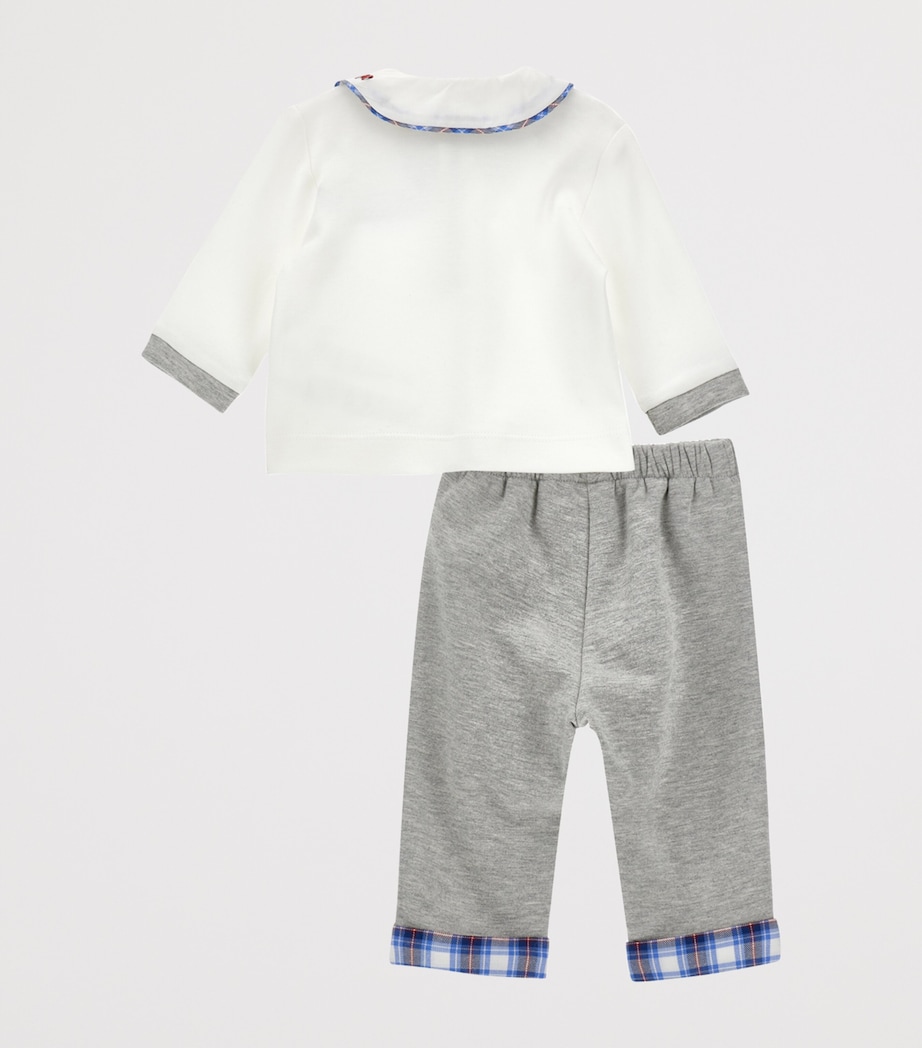 Cotton Polo Shirt, Trousers and Bow Tie Set (1-9 Months) PANNA+GRIGIO Image 2