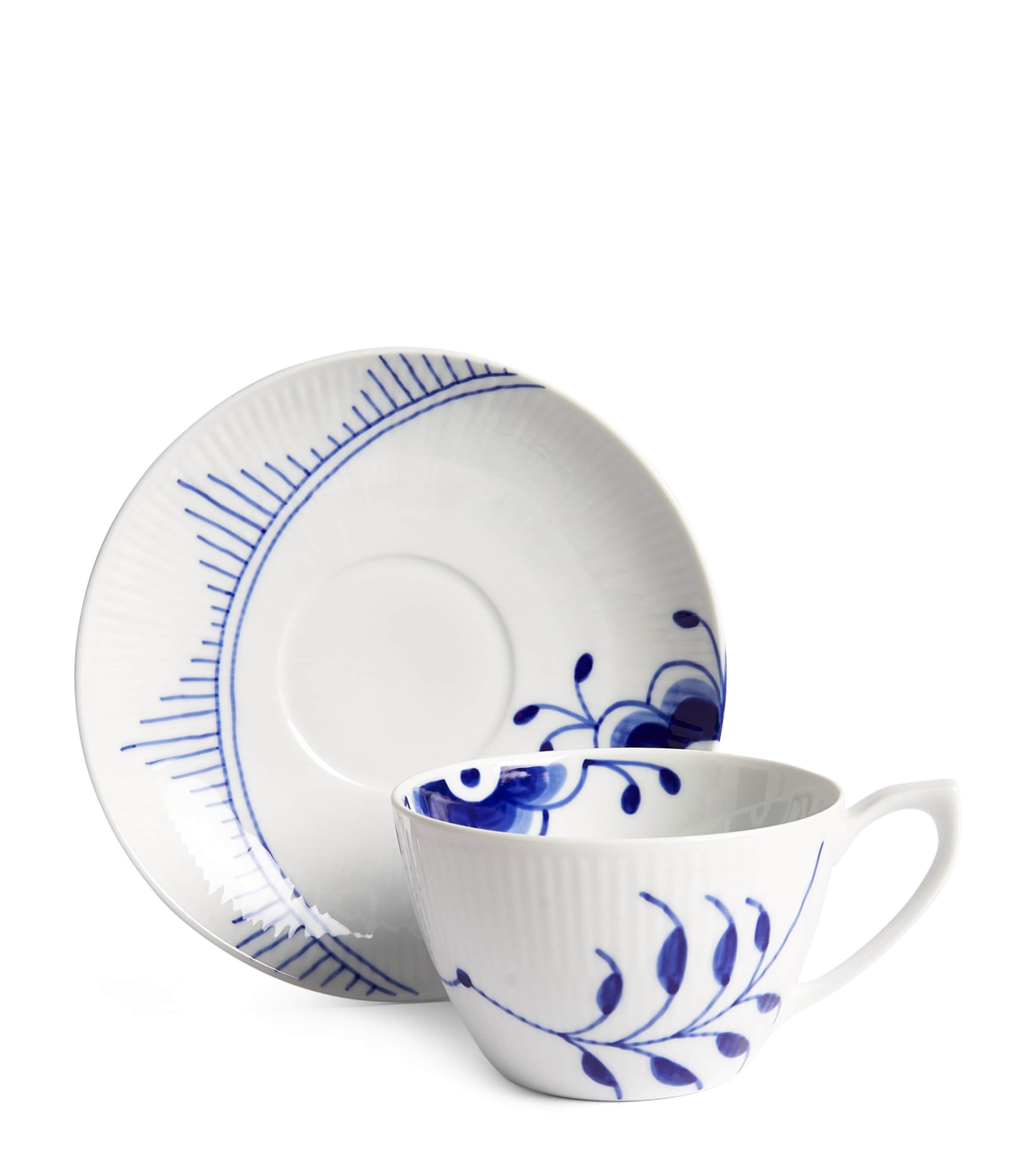 Royal Copenhagen Blue Fluted Mega Cup & Saucer In Blue