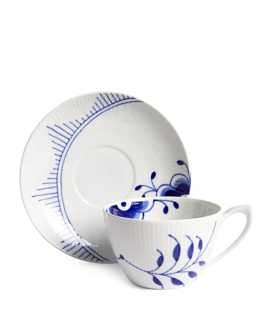 Blue Fluted Mega Cup & Saucer (250ml) BLUE Image 1