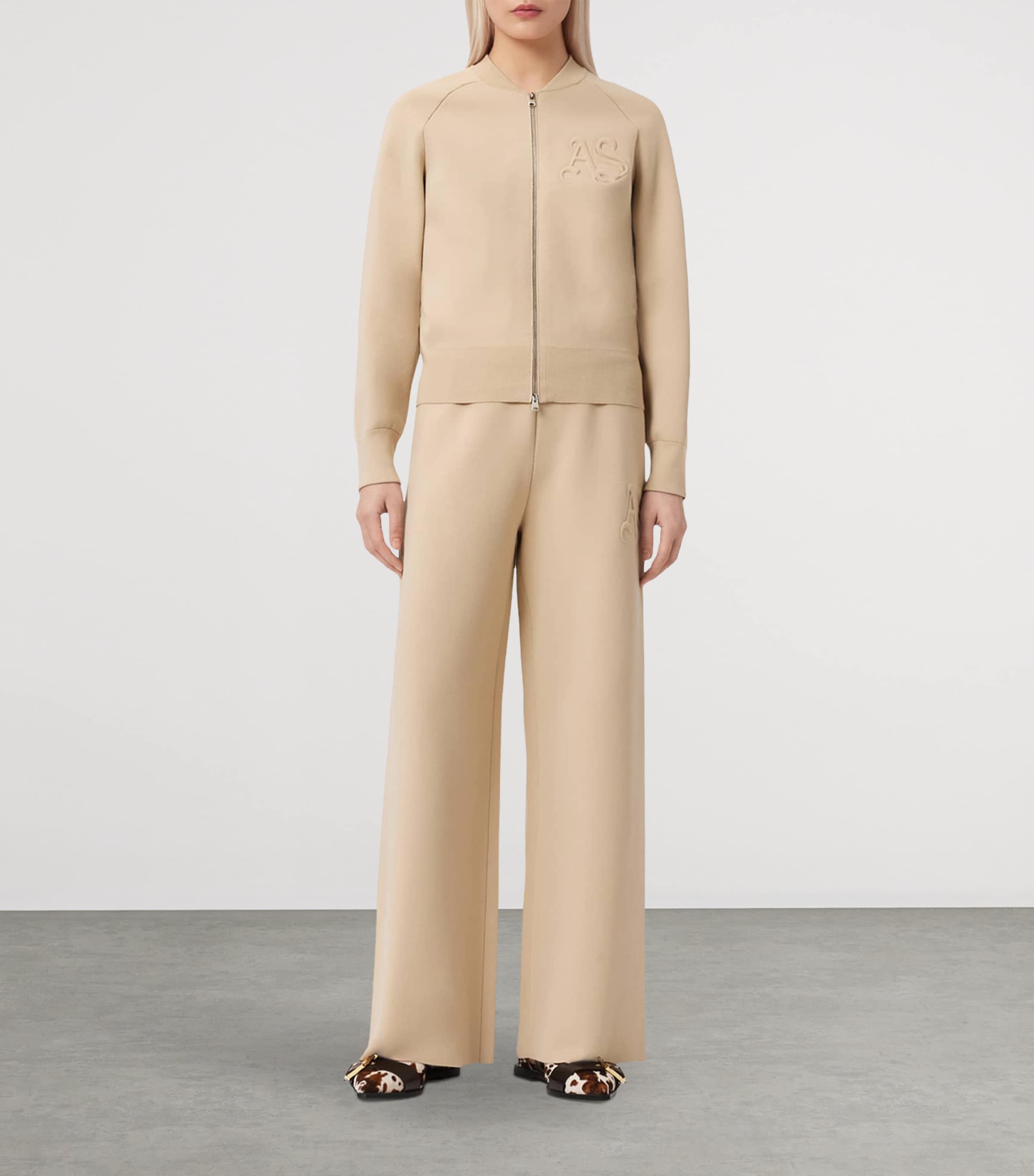 AllSaints Womens Sonny Straight Sweatpants Pebble White Image 2